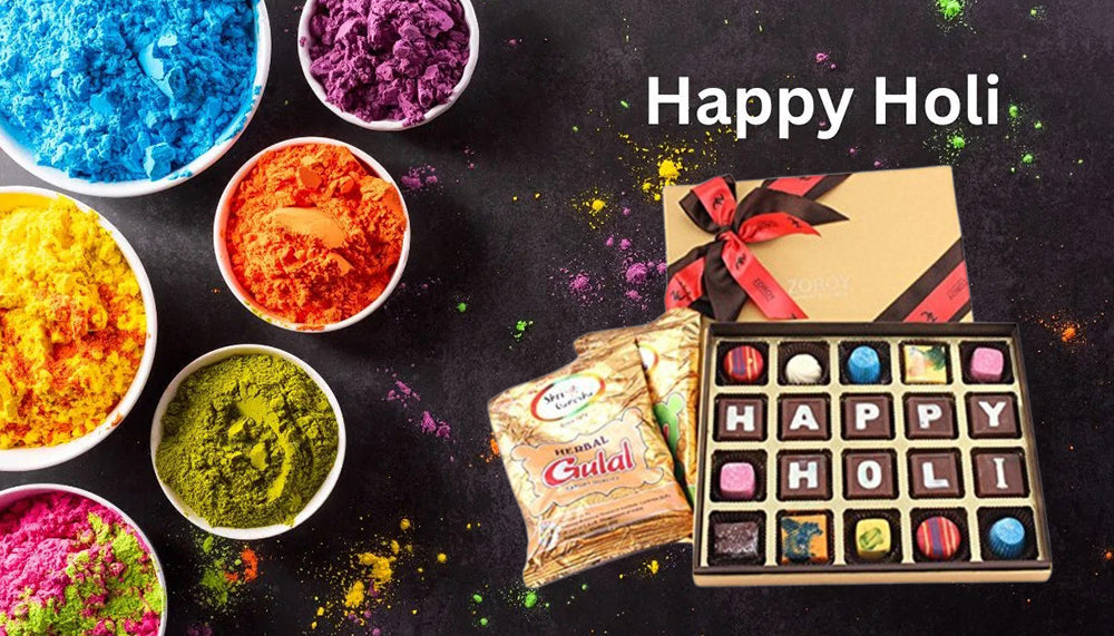 Holi basket with chocolates