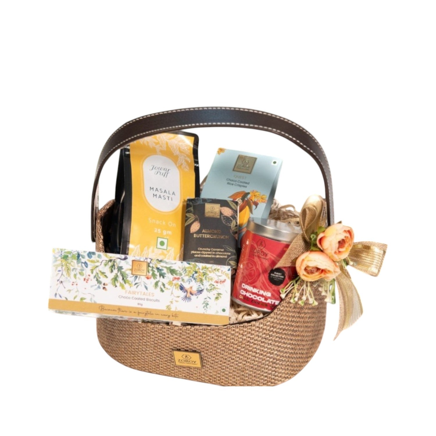 ZOROY EVERGREEN  FINE HAMPER BASKET | savoury snack | assorted chocolate packs | drinking chocolate tin | Ideal for Holiday Christmas New Year and Corporate Gifts | everyday Gift