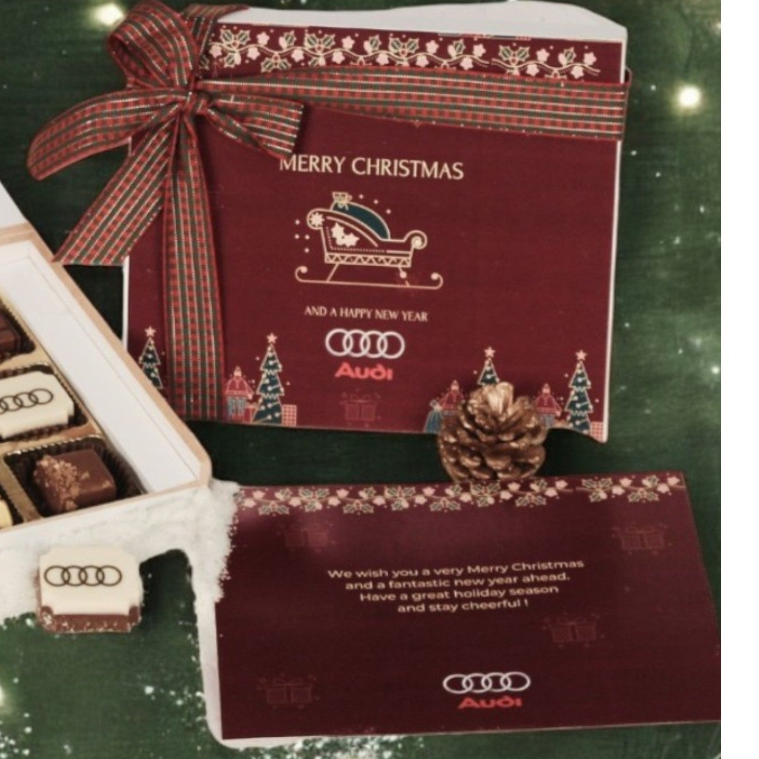 ZOROY Personalised Customised Photo Printed Wooden Chocolate Gift Box of 9 - Christmas Gift and New Year with Company Name, Brand Logo printed on Chocolates and Personalised Message Card