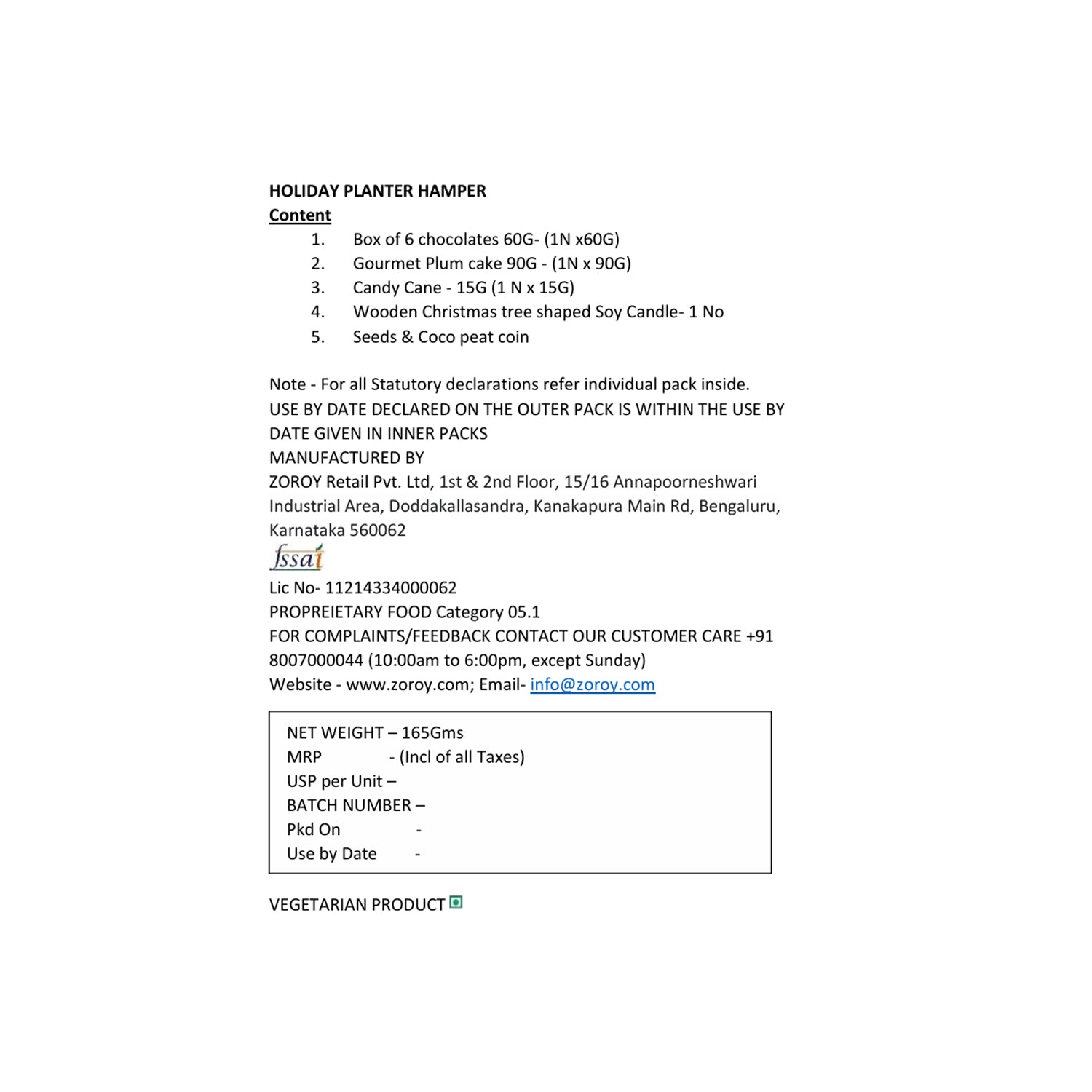 ZOROY Holiday Planter Christmas Gift Hamper | Reusable Planter Box with Seeds, Coco Peat, Plum Cake, Candy Cane, Soy Candle & Chocolates | Eco-Friendly & Festive Gifting