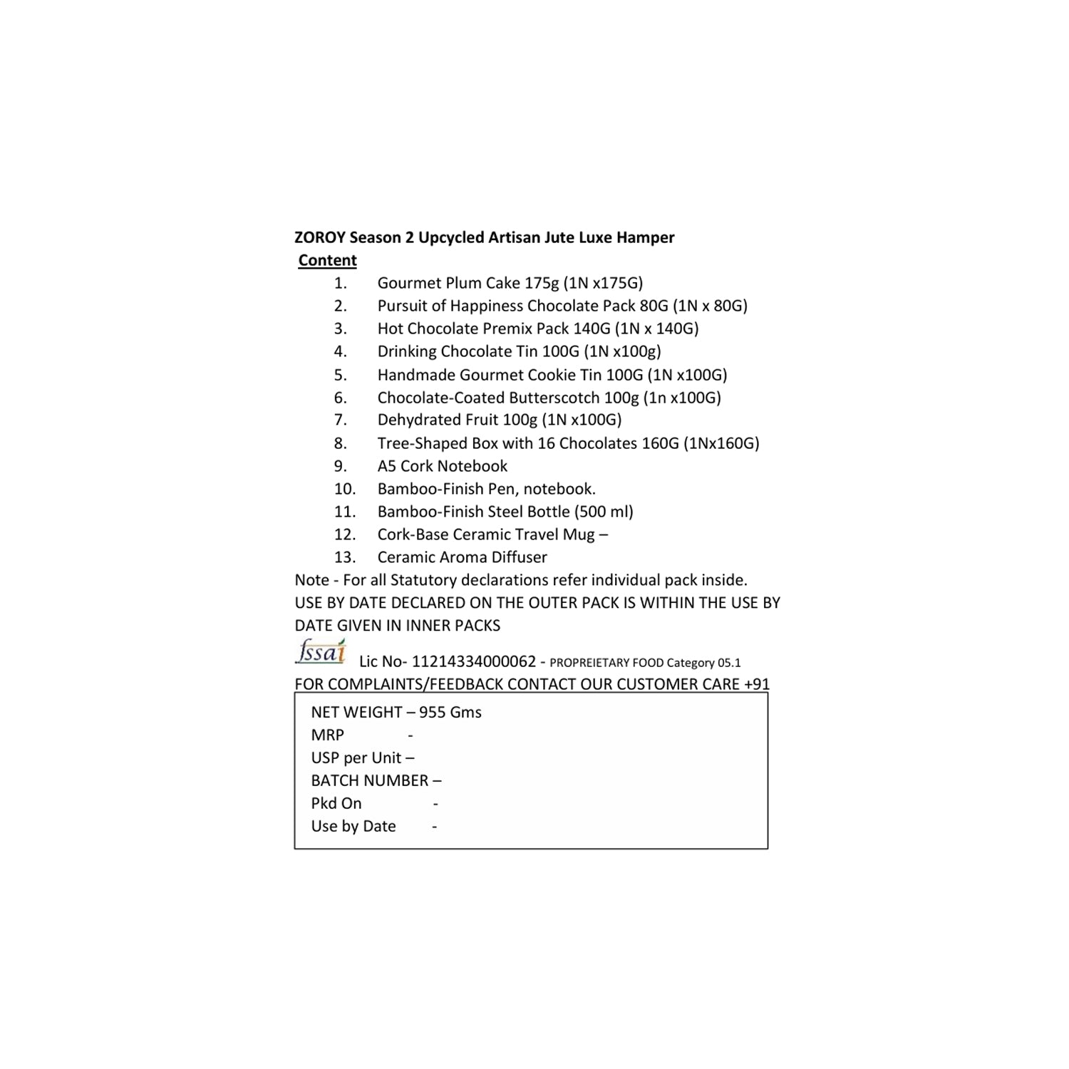 ZOROY Season 2 Upcycled Artisan Jute Luxe Hamper | Eco-Friendly Christmas Gift Box with Plum Cake, Chocolates, Cookies, Hot Chocolate & Premium Accessories | Sustainable Festive & Corporate Gifting