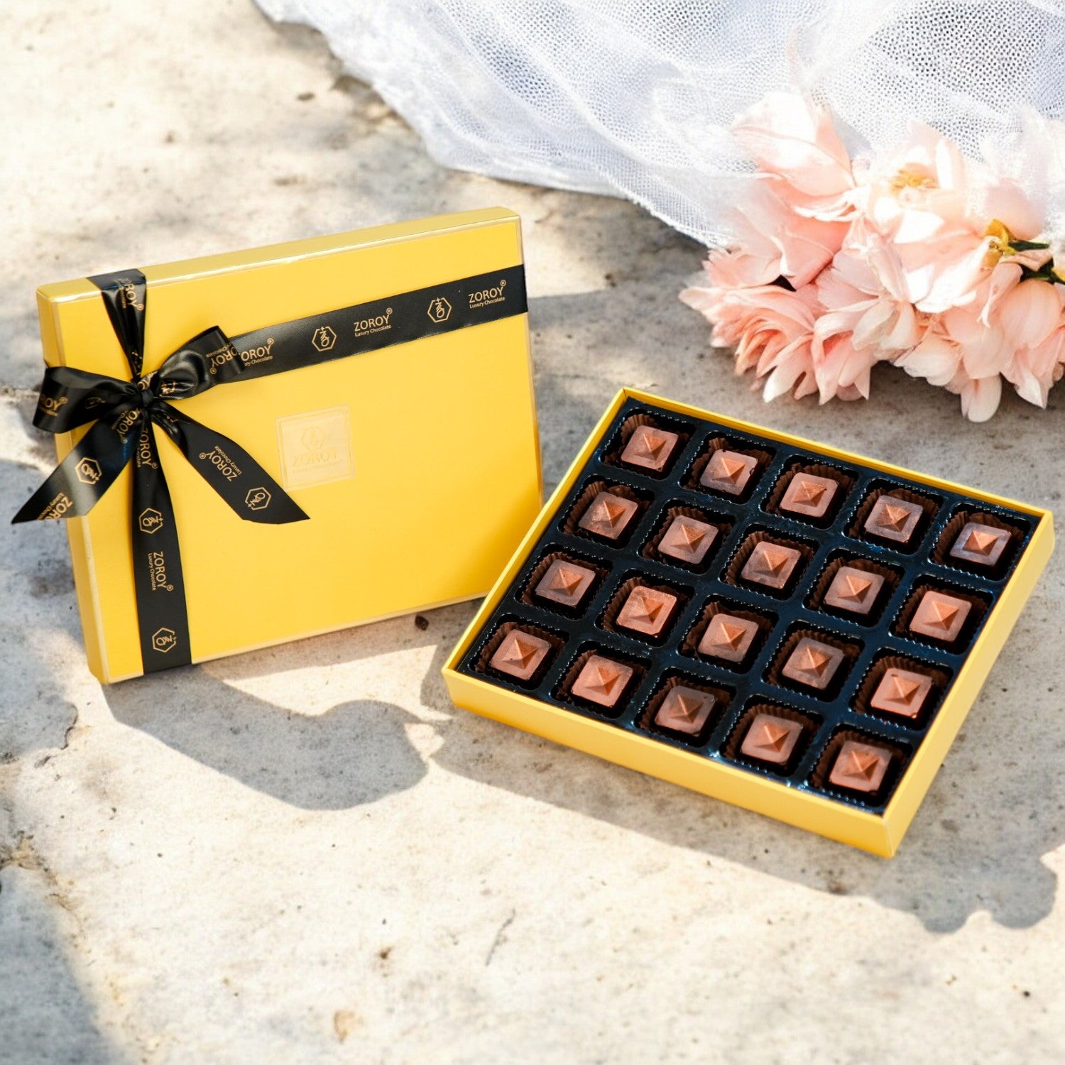 ZOROY Box of 20 Assorted Delite Dark chocolate pralines Gift Box - (220 Gms) - ZOROY
