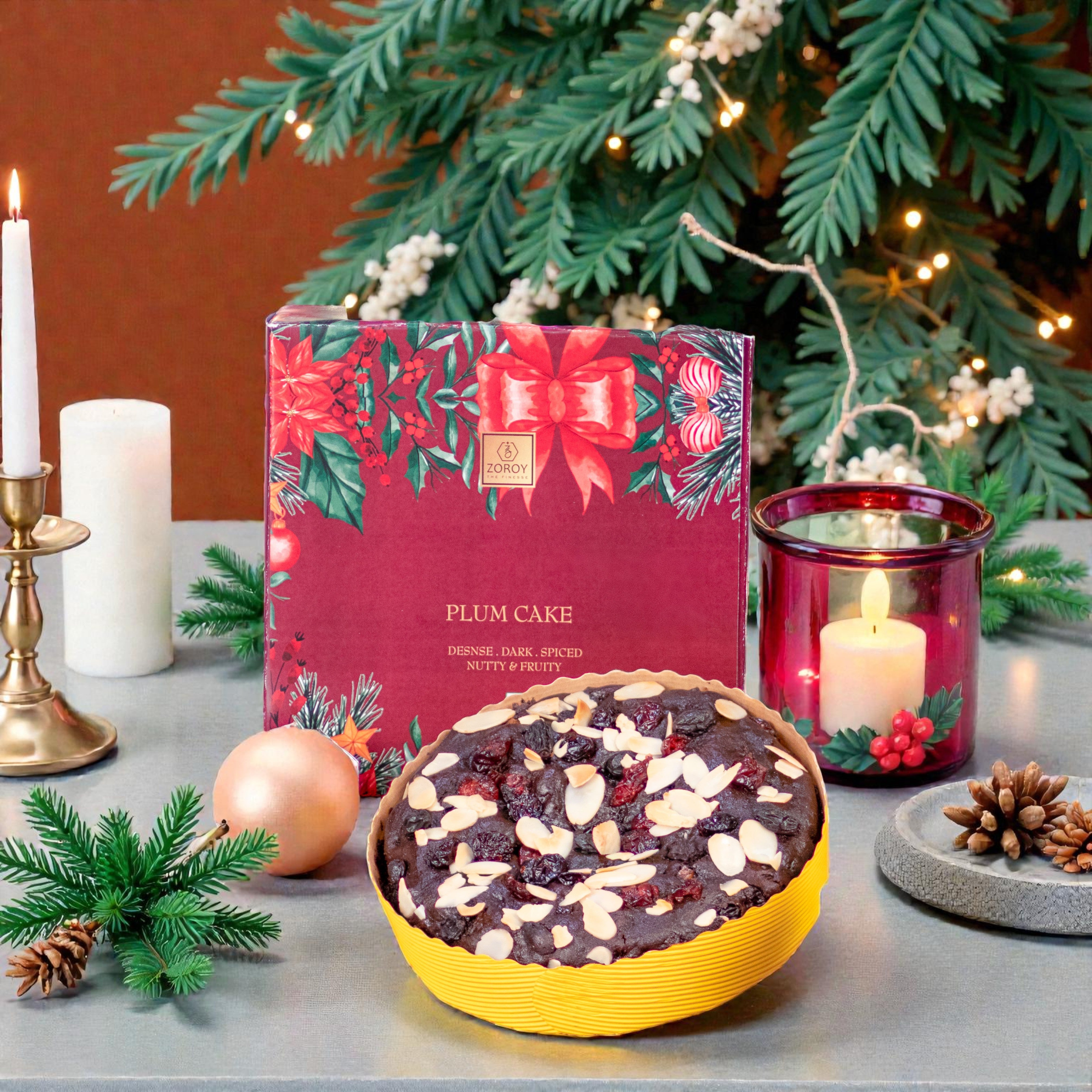 ZOROY Luxury Chocolate Delicious Rich Eggless Plum cake Mixed With Dry Fruits - 500 Grams 100% Veg