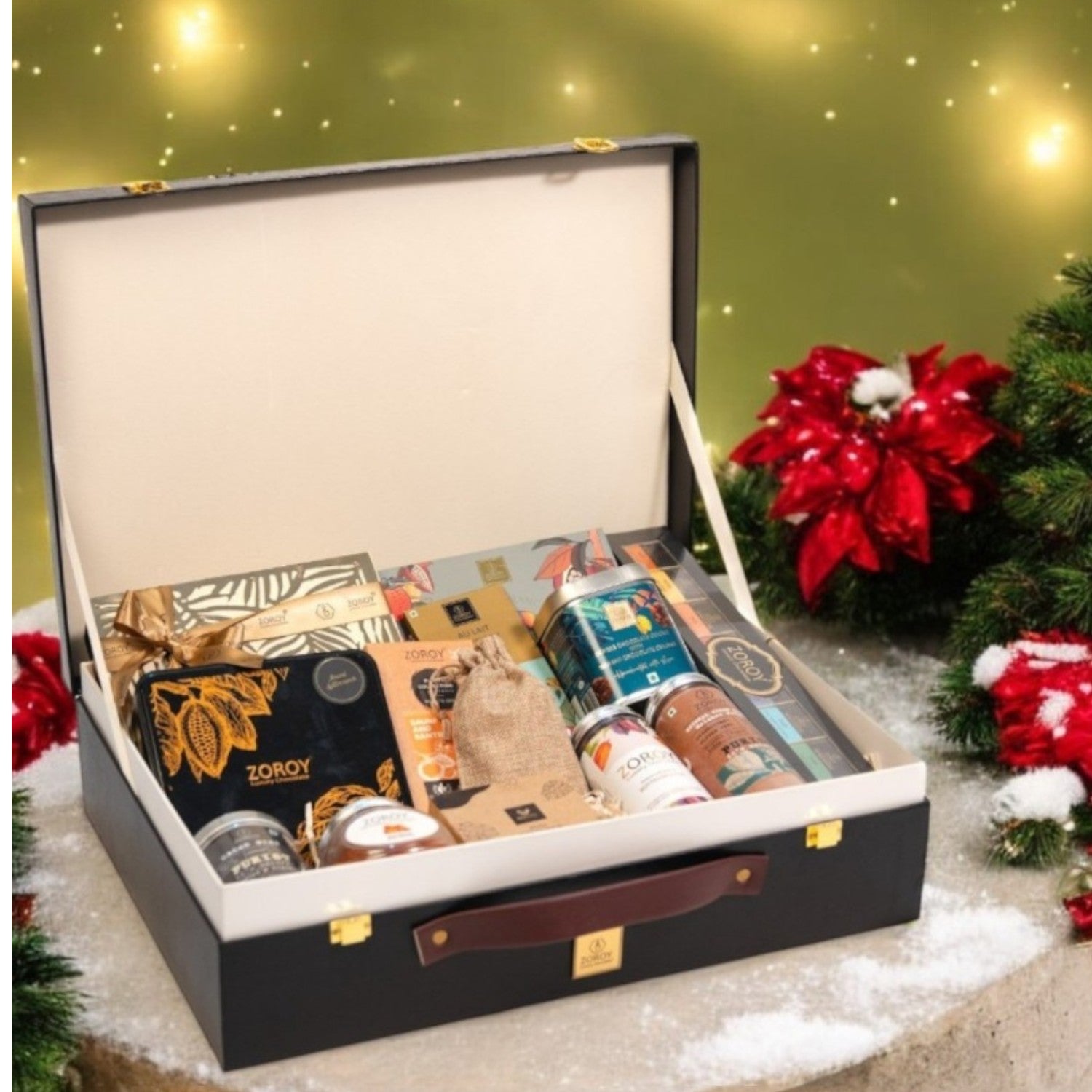 ZOROY Leather Feel Hamper Luxury Briefcase  of chocolates and goodies