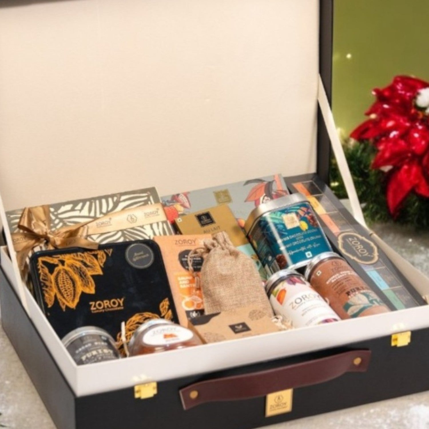 ZOROY Leather Feel Hamper Luxury Briefcase  of chocolates and goodies