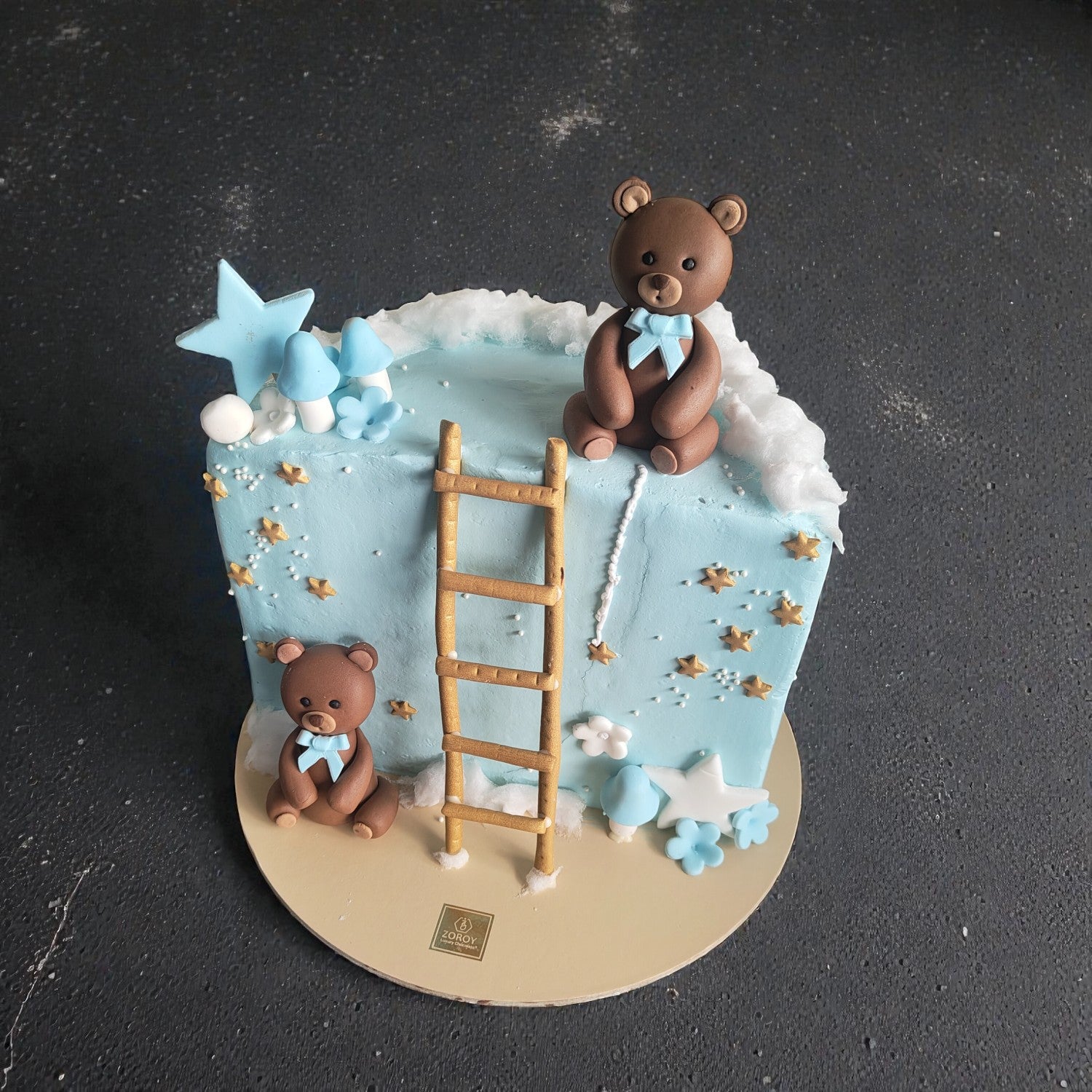 Half-Month Birthday Semi-Circle Cake with Teddy