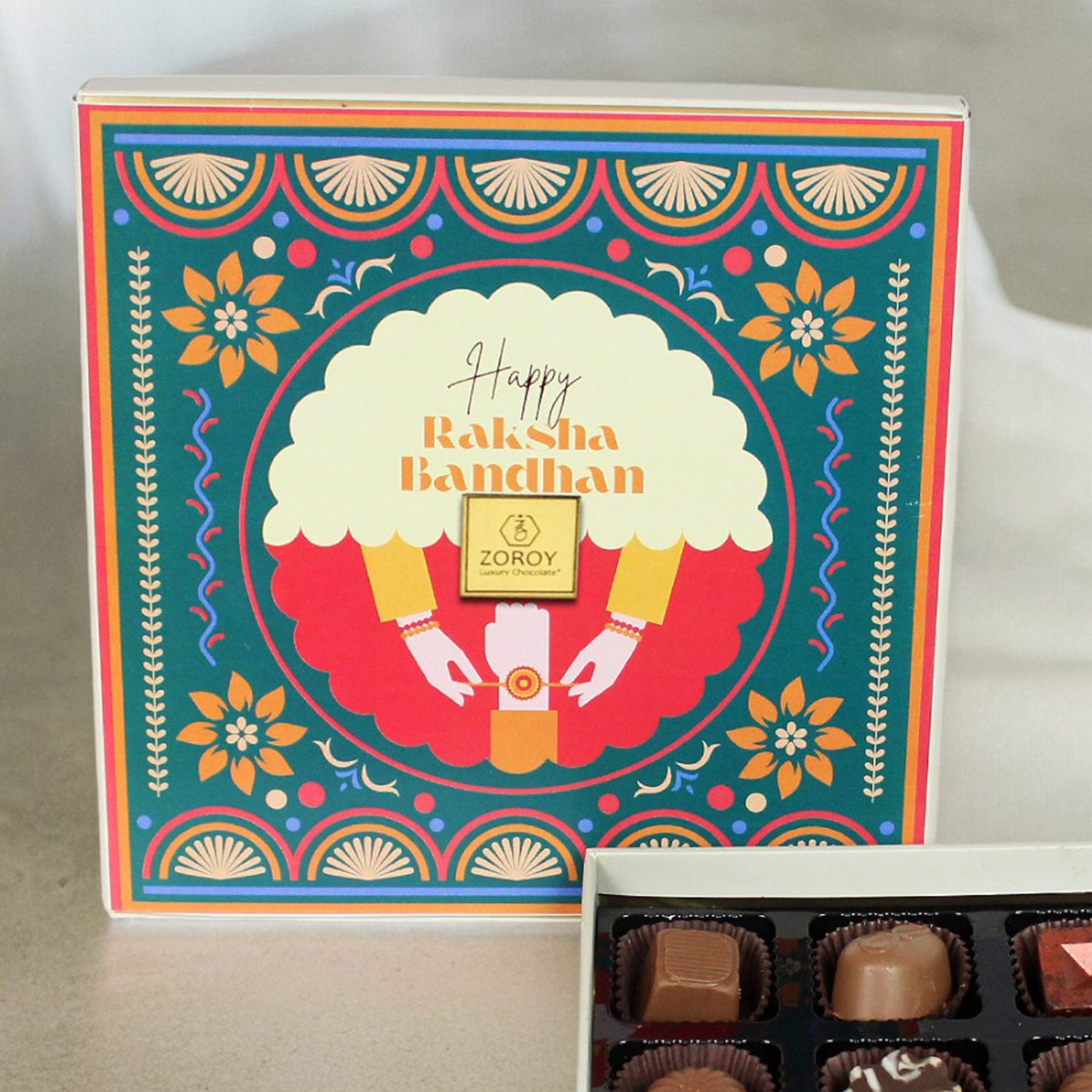 ZOROY Luxury Chocolate Rakhi Chocolate Gift for Brother | Rakhi message chocolate| Rakhi Gift for Brother and Bhabhi | Rakhi gift combo | rakhi chocolate pack | Contains Rakhi |16 nos