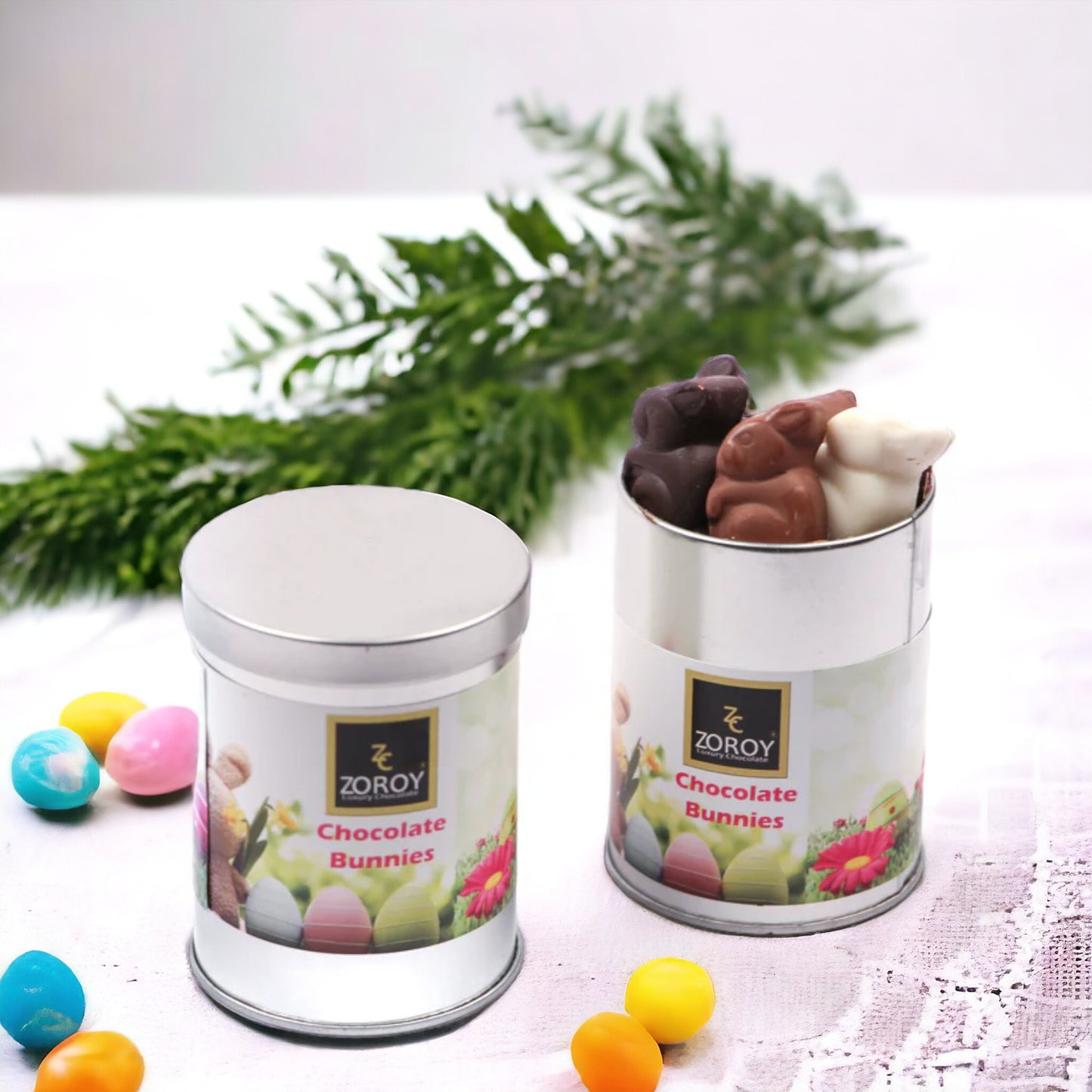 ZOROY Easter Bunny Chocolate with reusable Tin Gift Pack - 132 Gms