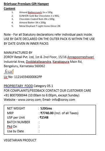 ZOROY Briefcase Premium Gift Hamper | Almond Butter, Gourmet Chocolates & Coated Nuts with Festive Décor | Diwali, Corporate & Bulk Gifting