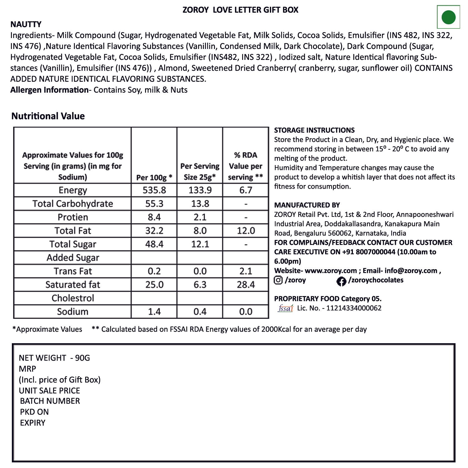 ZOROY Love Letters Chocolate Gift Box – 9 “Open When” Message Chocolates | Romantic Gift for Him & Her| Valentine edition