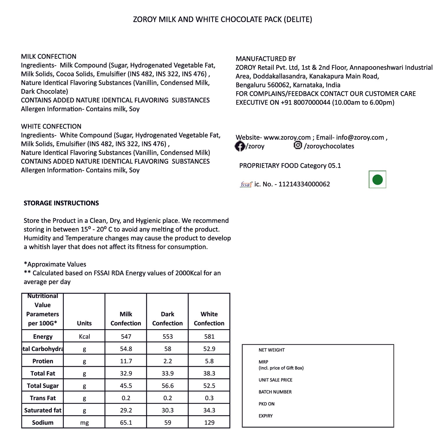 ZOROY Rakhi special Love You Sis message chooclates