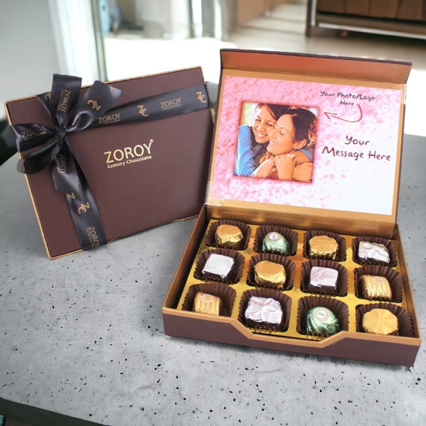 ZOROY Personalised Box of 12 Assorted Pralines Gift Box