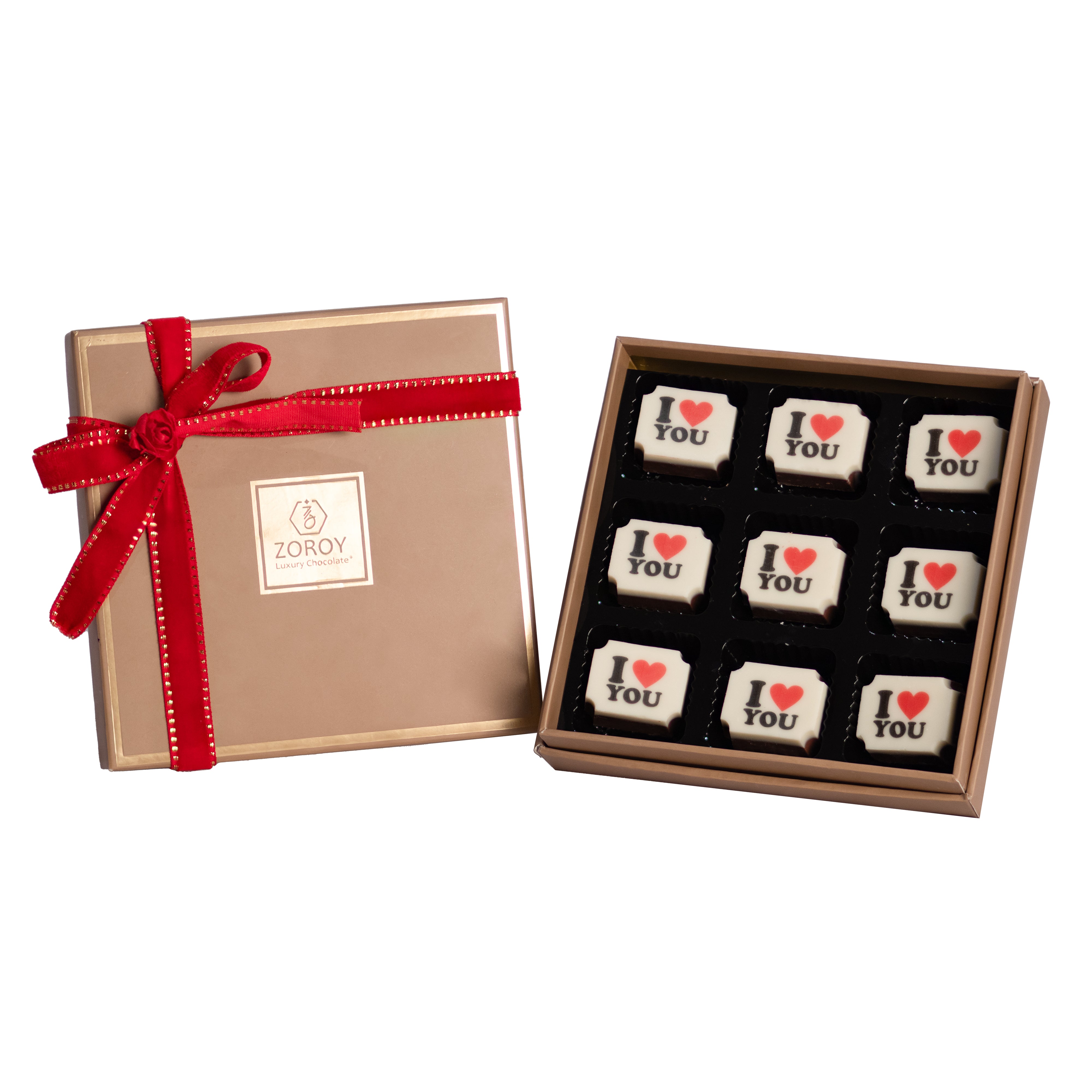 ZOROY LUXURY CHOCOLATE Valentines day Love Gift box of 9 I love you chocolate - 135G For Girlfriend | BoyFriend Anniversary Gifts For Wife | Husband | Love Chocolates | Chocolate Hamper For Couples