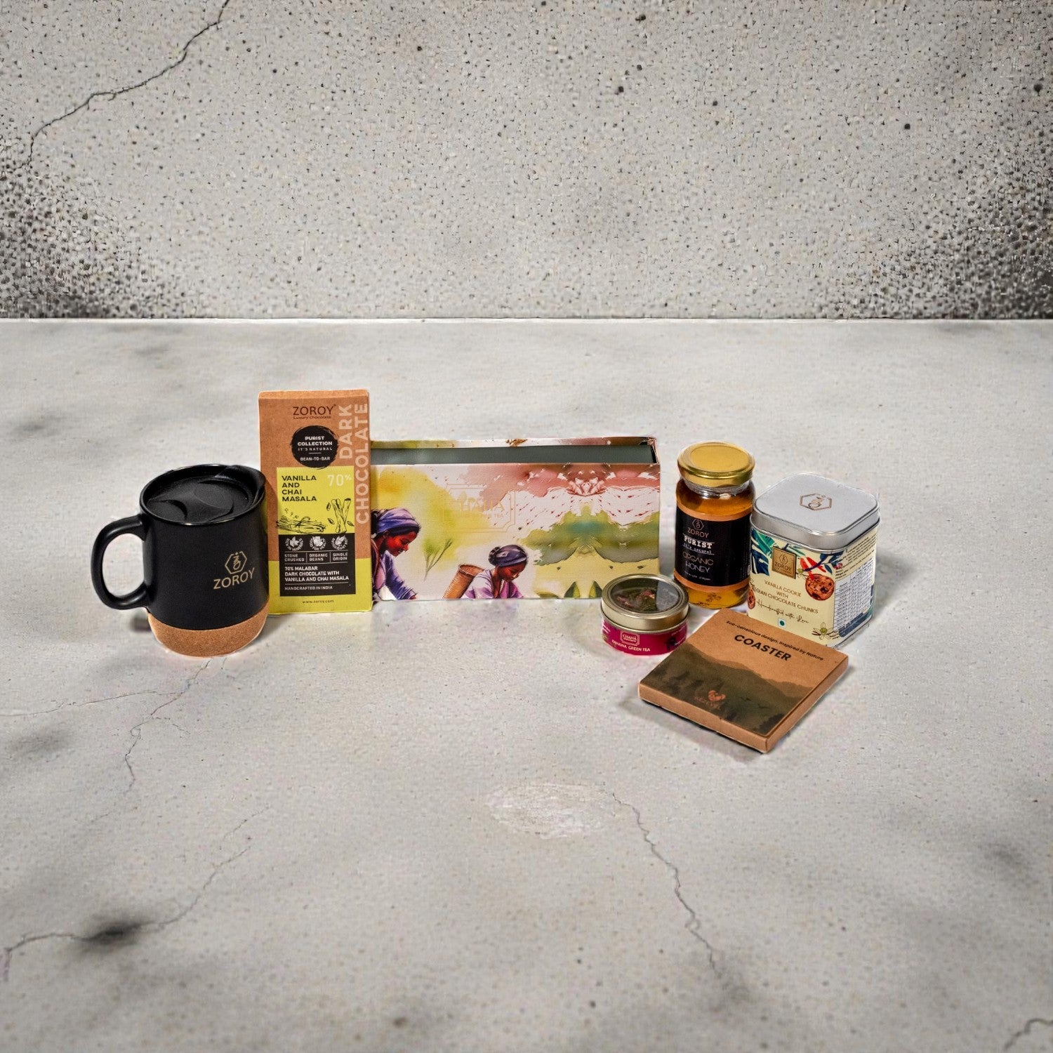 ZOROY CHA – The Tea Treasure Luxury Tea Gift Hamper | Floral Teas, Honey, Cookies & Travel Mug Gift Basket