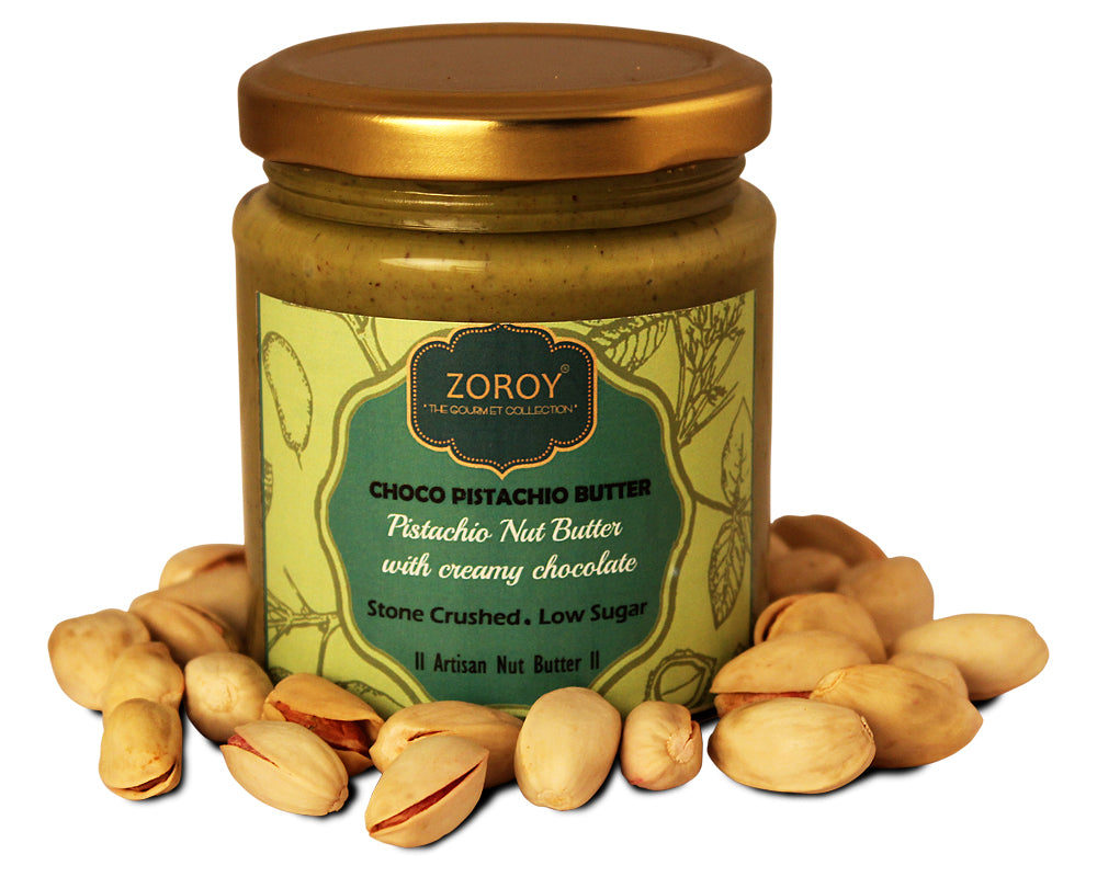 ZOROY THE FINESSE Chocolate Pistachio butter | Gourmet nut butter | Creamy  Pistachio spread | Healthy chocolate spread | Gluten Free | 200 grams