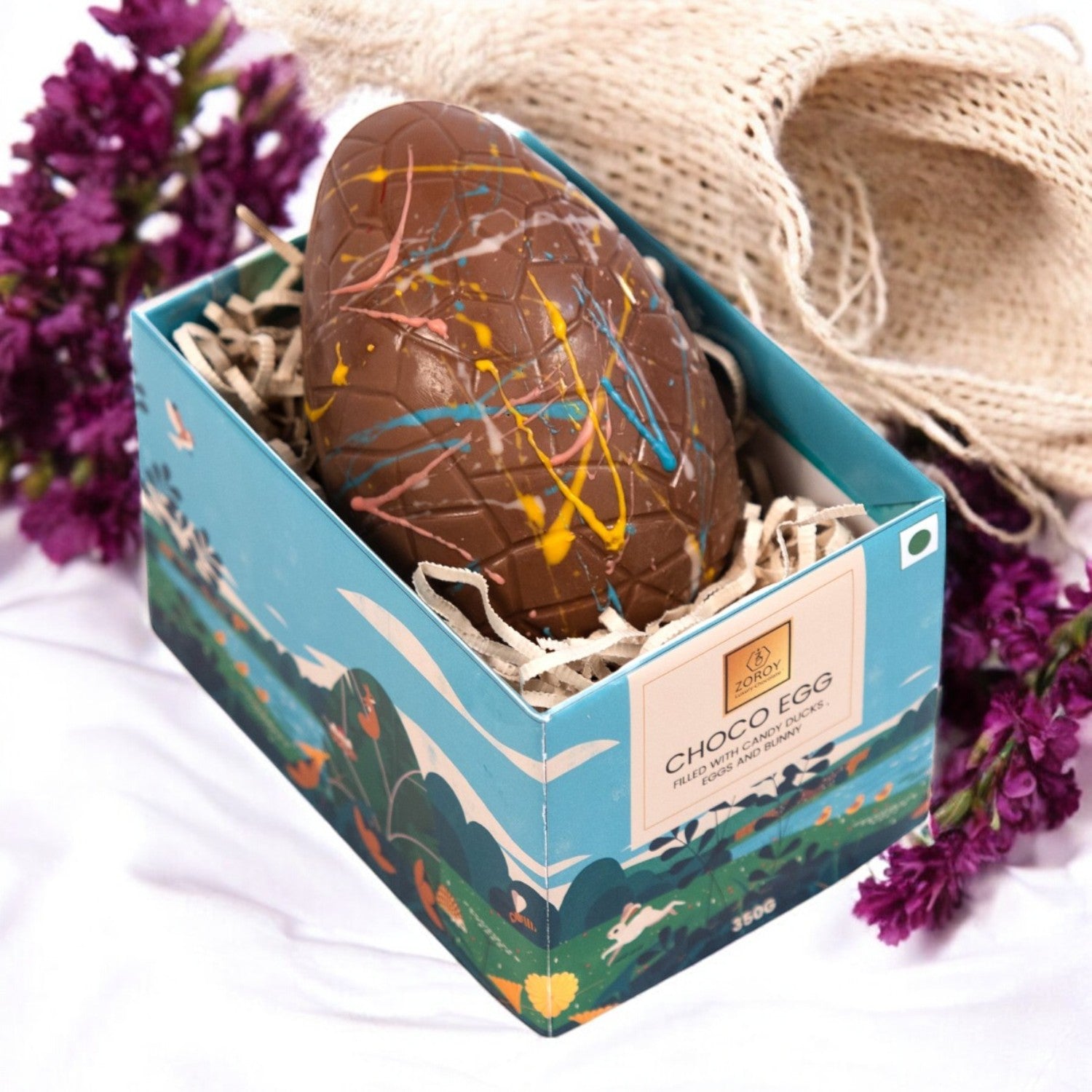 ZOROY Luxury Chocolate Egg-citing Easter Surprise Boat Hamper| Large Milk Choco Bunny, Candy-Filled Easter Egg & Bunnies | Basket for Kids & Adults | Egg Hunt Treats, Party Favors, Spring Gifts