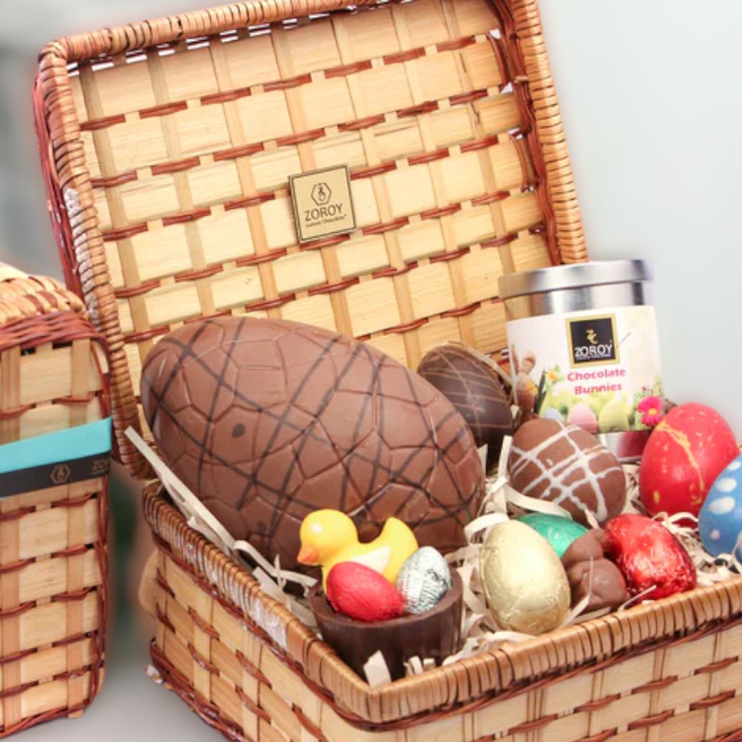 ZOROY Easter Joyful Basket with Assorted Large Egg's & Ducks Bunnies Combo Gift Hamper