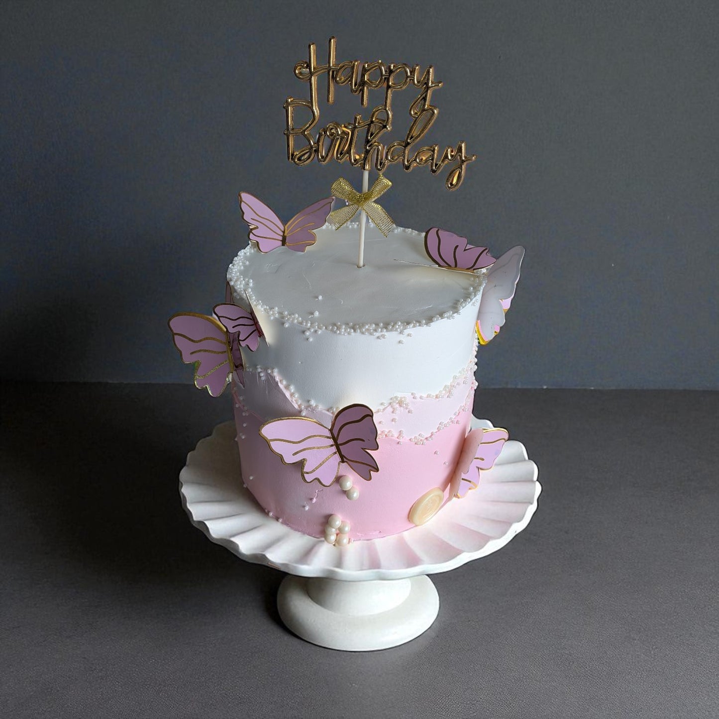 Dainty Butterfly theme pearl cake