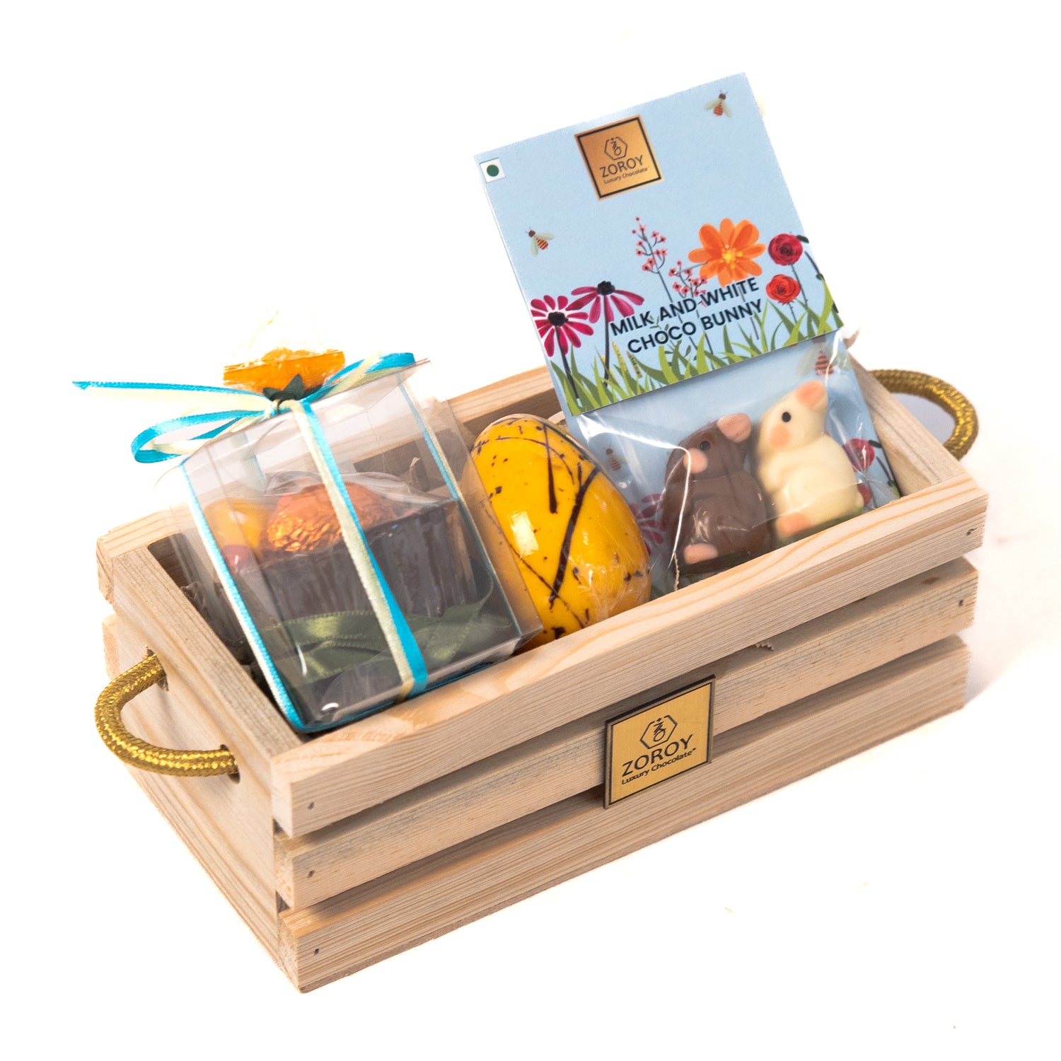 ZOROY Easter Basket Bag Hamper – Chocolate Nest | Colorful Candy-Filled Egg | Choco Bunnies | Festive Gifting|Ideal for Egg Hunts, Basket Stuffers, and Holiday Gifts | Premium Treat & Goodies