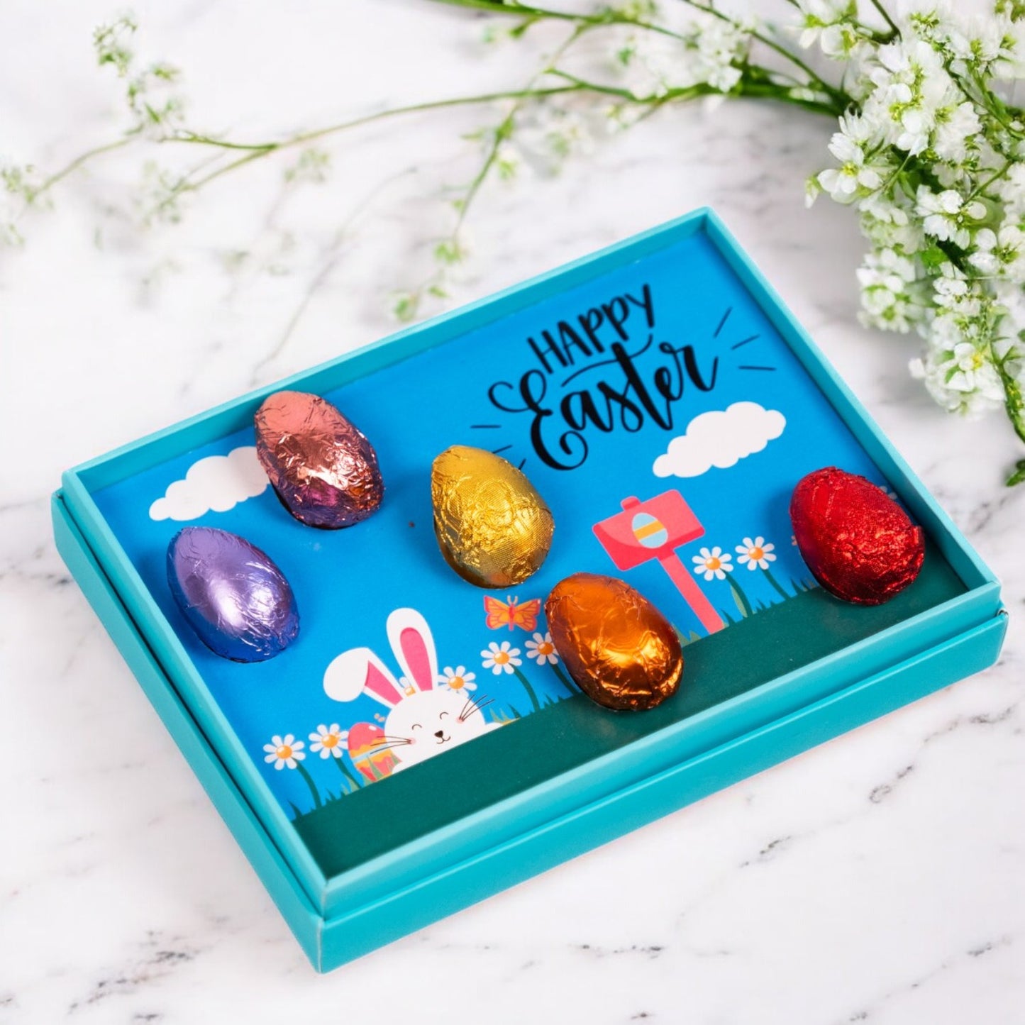 ZOROY Luxury Chocolate Easter Egg Box | Pack of 5 Mini Cream Filled Eggs | Premium Milk Chocolate Treats | Easter Basket Filler, Egg Hunt Goodies, Party Favors & Festive Gifting for Kids & Adults