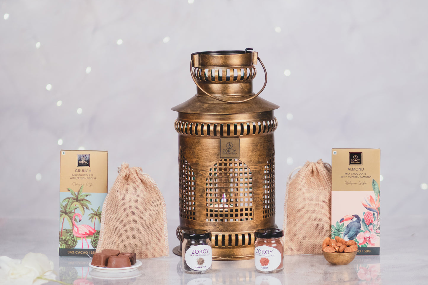 ZOROY Jodhpuri Lantern Mehrab Art Hamper of chocolates and dryfruits