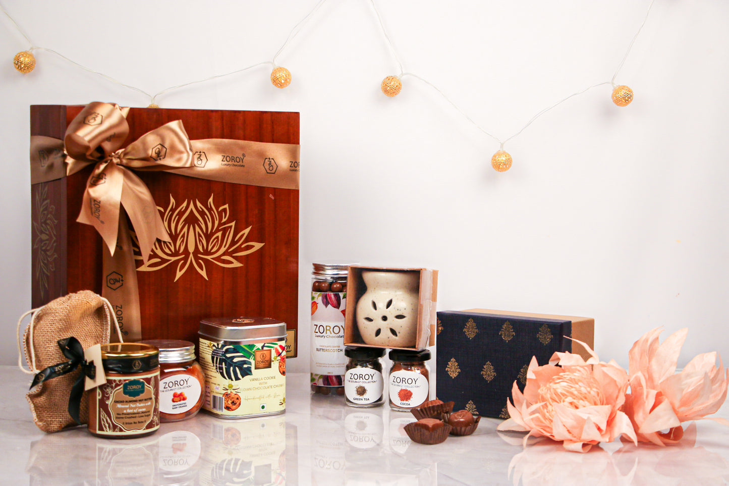 ZOROY Wooden box Hamper of chocolates, dry fruits and assorted goodies