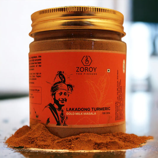 ZOROY THE FINESSE Lakadong Turmeric Gold Milk Masala | From Khasi hill of Meghalaya | High Curcumin Turmeric | Spice Mix | Immunity Booster Gold Latte | No artificial colors | No preservatives | 100G