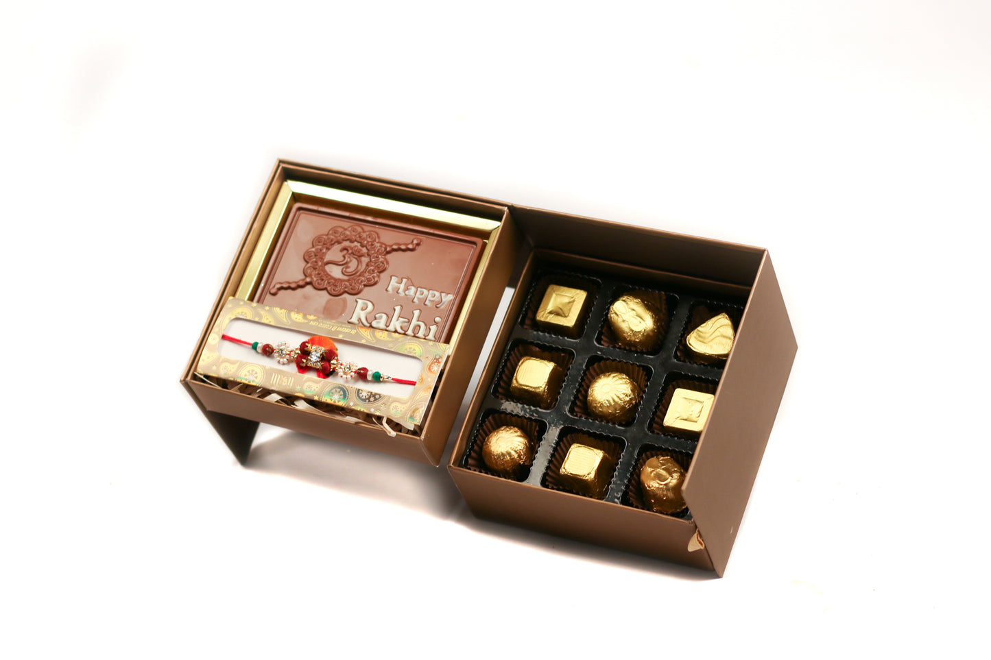 ZOROY Luxury Chocolate Rakhi Gift | Double decker box HAPPY RAKSHABANDHAN Message Chocolate | Rakhi Gift for Sister | Rakhi gift for brother Bhabhi | Rakhi gift combo | rakhi chocolate pack | Rakshabandhan gift | 170g