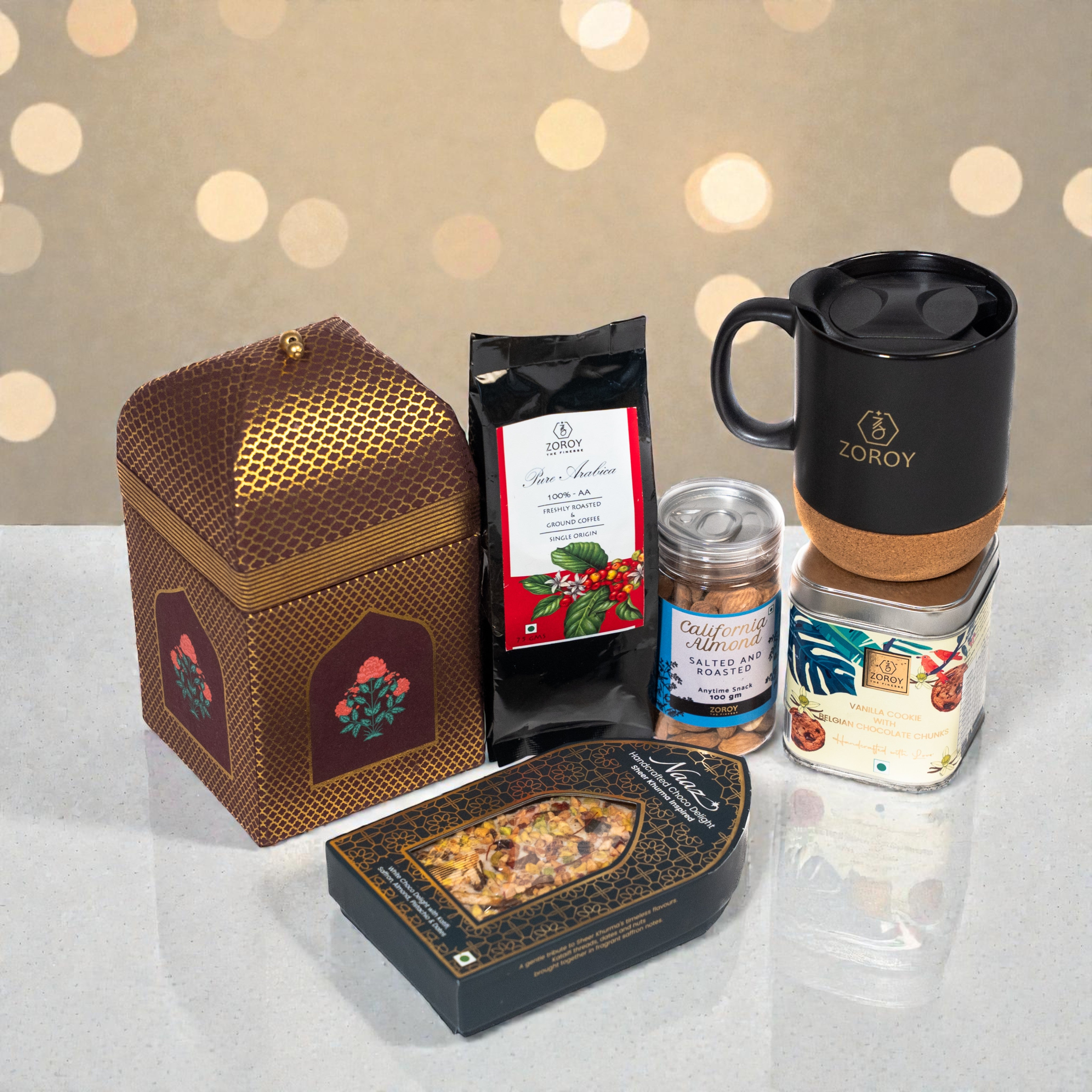 ZOROY Eid & Ramadan Gift Hamper ZARIA – Mamouls, Dates, Chocolates, Coffee & Travel Ceramic Cup