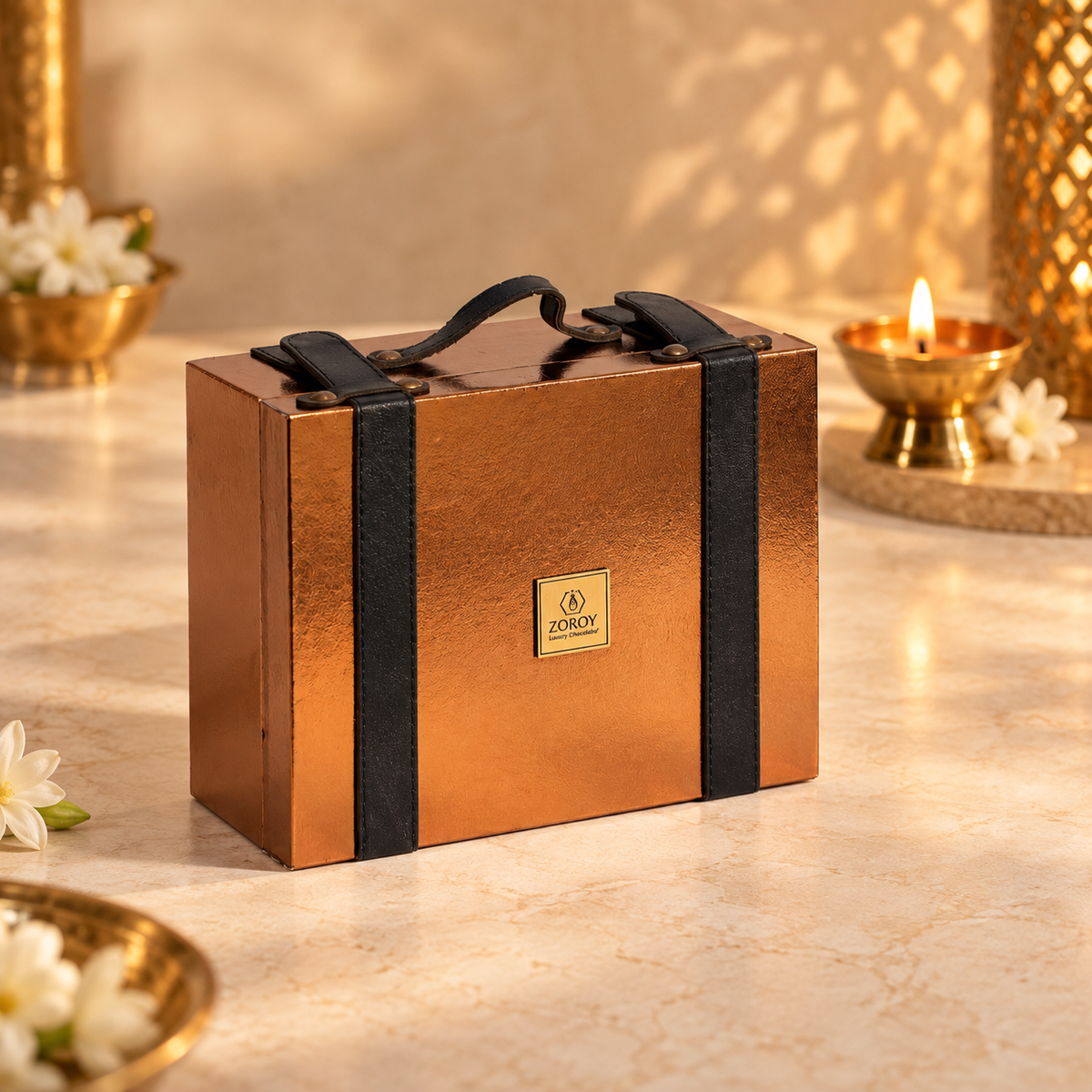 ZOROY Mini Suitcase Premium Gift Hamper | Gourmet Treats, Honey, Floral Tea & Elephant Candle Holder | Corporate & Bulk Gifting**"