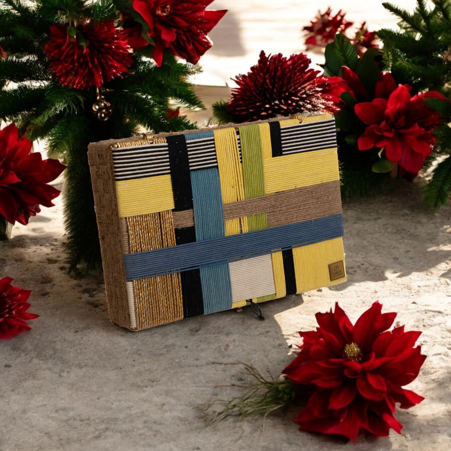 ZOROY Season 2 Upcycled Artisan Jute Luxe Hamper | Eco-Friendly Christmas Gift Box with Plum Cake, Chocolates, Cookies, Hot Chocolate & Premium Accessories | Sustainable Festive & Corporate Gifting