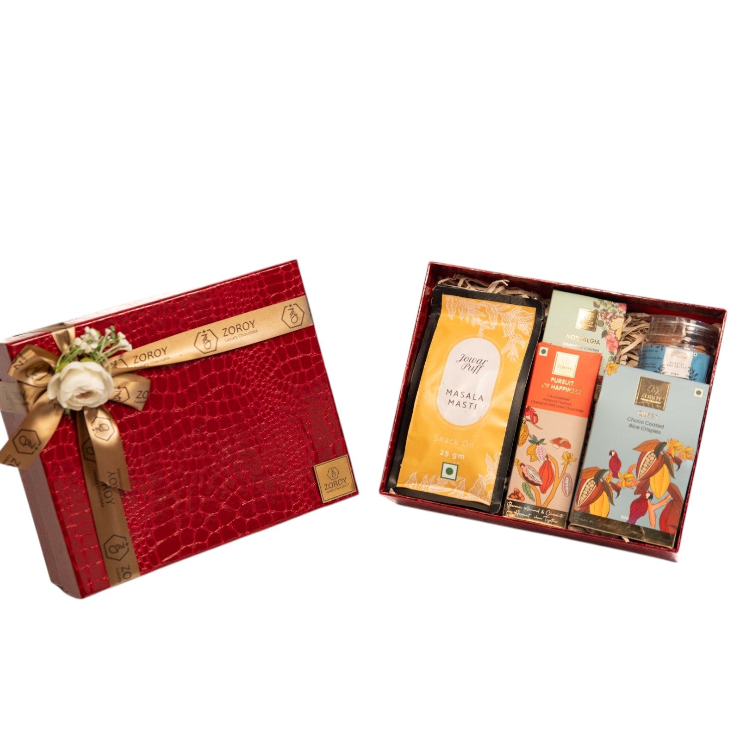 ZOROY Luxury Chocolate Anytime Leather Feel Contemporary Hamper | Snacks | Dry Fruits | Coated Cookies | Reusable Gift Box | Ideal Gift for Birthday, Anniversary, Corporate, House Warming, Wedding Diwali