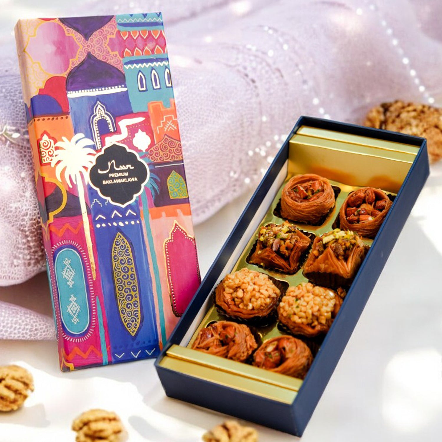 ZOROY Luxury Chocolate Arabic Hamper | Chocolate Dates, Gourmet Baklawa, Salted Pistachios, Craft Teas & Himalayan Honey | Festive Gift for Ramadan, Eid, Diwali, Christmas, Weddings & Special Occasion