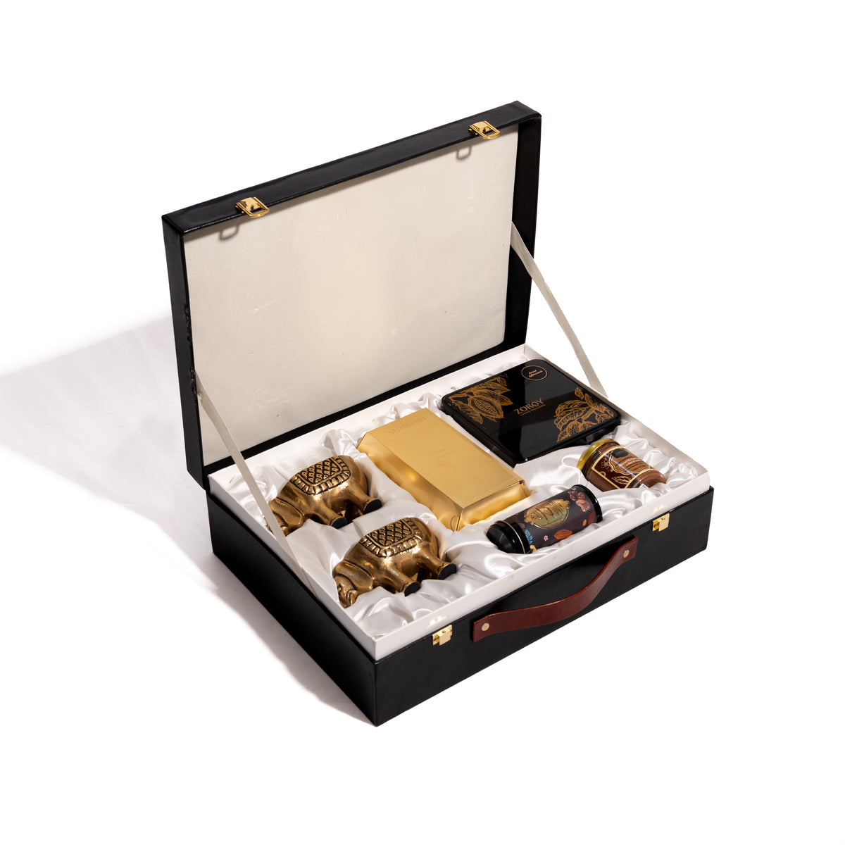 ZOROY Briefcase Premium Gift Hamper | Almond Butter, Gourmet Chocolates & Coated Nuts with Festive Décor | Diwali, Corporate & Bulk Gifting