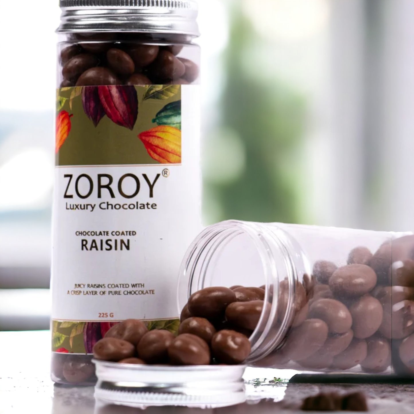 ZOROY Luxury Chocolate coated nuts | milk chocolate coated raisin | raisin draggers | Panned nuts | Pure couverture | Airtight box | Gourmet chocolate gift box | 200 gms