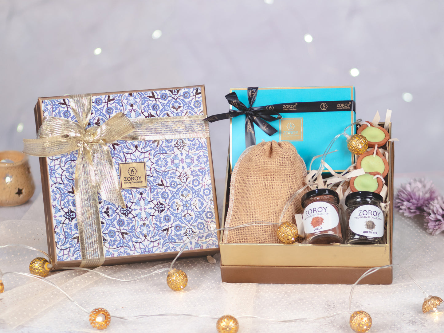 ZOROY Diwali Ethnic Lotus Hamper box of assorted goodies