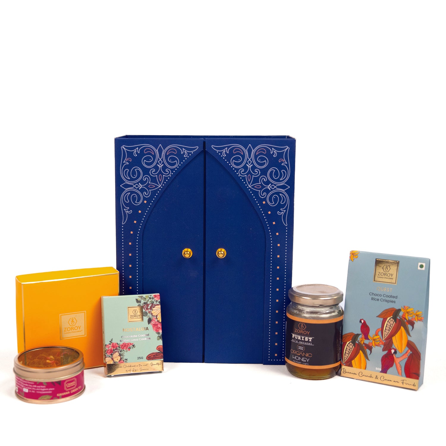 ZOROY Luxury Chocolate Mosque Eid Gift Hamper | Choco Dates,  Himalayan Honey, Choco Lava Cookies, Choco Crispies & Kahawa Green Tea | Elegant Islamic Gift for Ramadan & Ramzan, Iftar & Eid Gifting