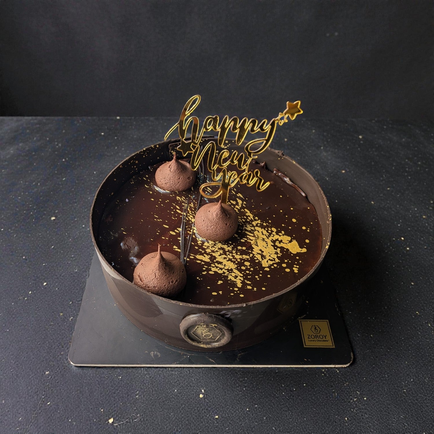 ZOROY New Year Eggless Belgian Chocolate Truffle Cake - 500 Gms