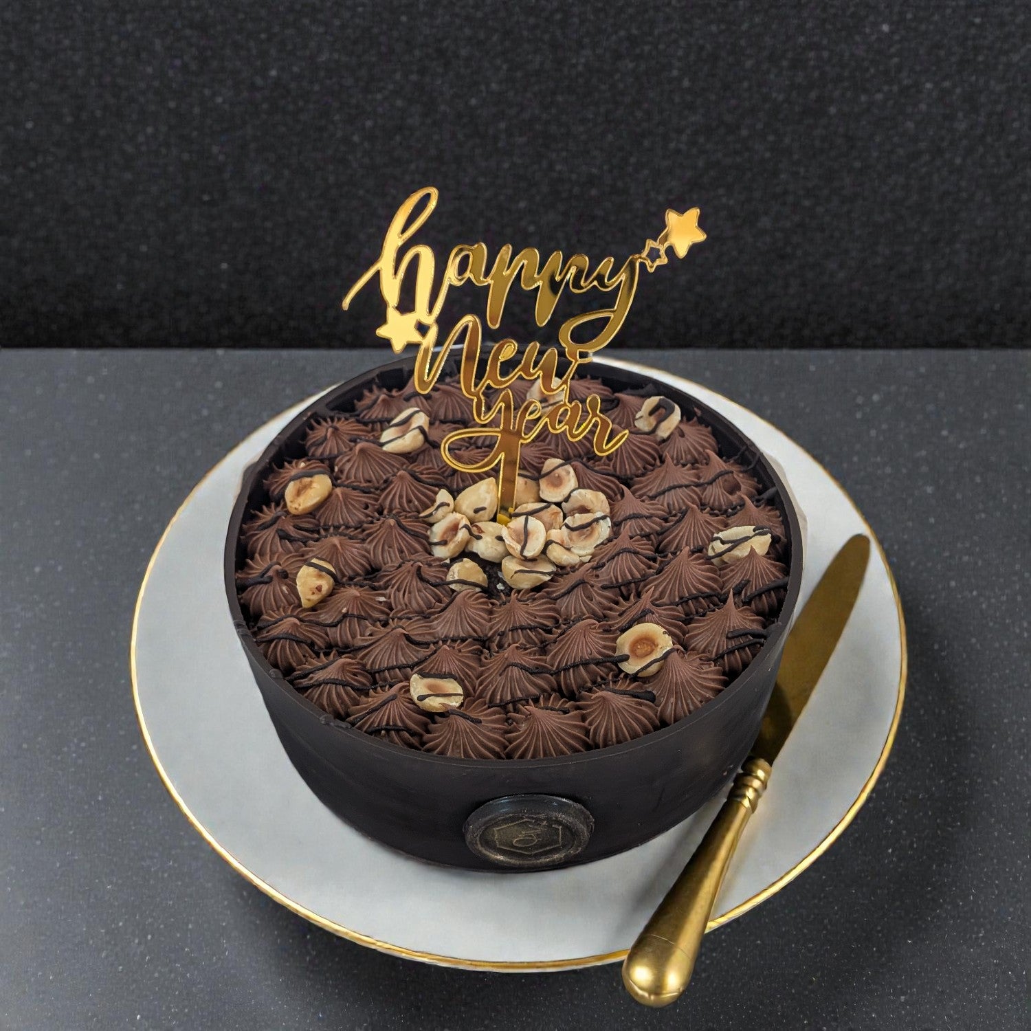 ZOROY Sugarfree Belgian Choco Hazelnut Praline New Year Cake