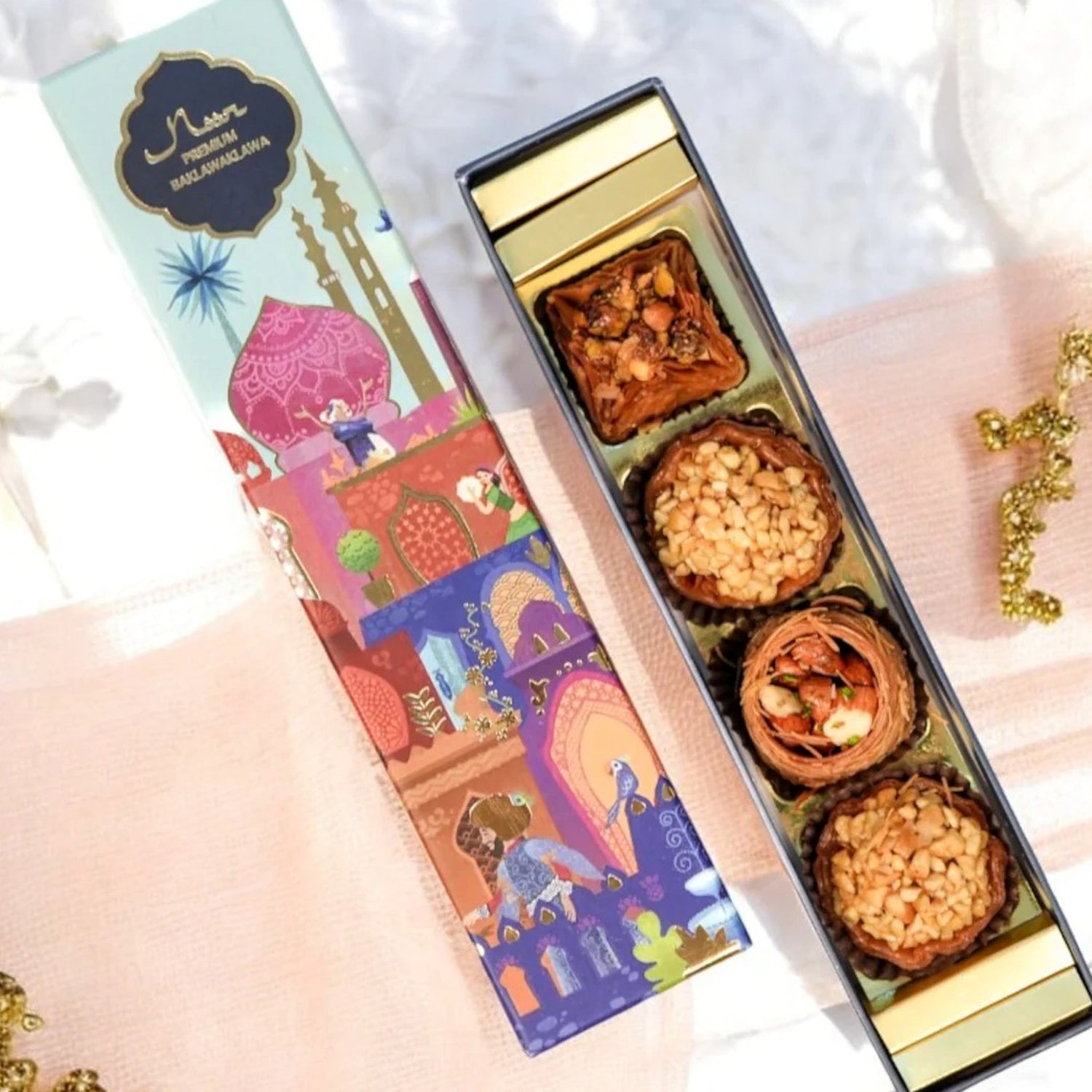ZOROY Gratitude Hamper – Gift Box with Chocolates, Baklawa, Dry fruits, Diyas & Rangoli Kit | Diwali Festive premium Corporate Bulk & Family Gift