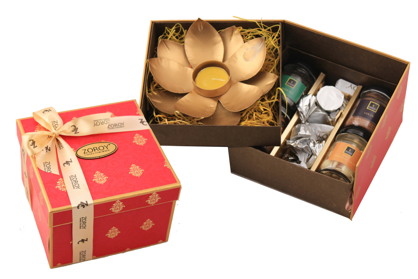 ZOROY Double decker special festive Collection of candle holder and assorted goodies