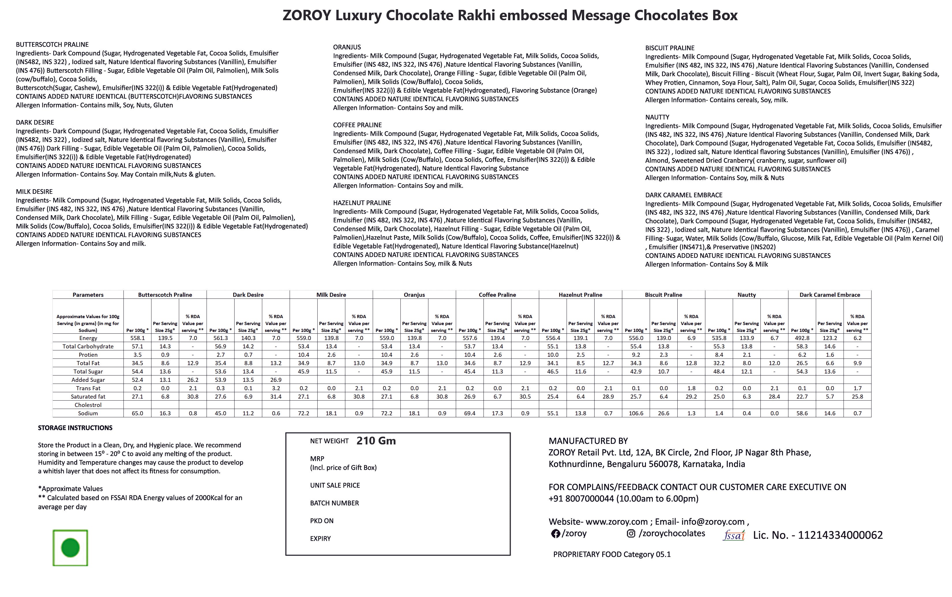 ZOROY Luxury Chocolate Rakhi Gift - Gift for Bother/ Sister Happy Rakhi embossed Chocolates Box with Rich Milk and Rakhi | RAKSHABANDHAN Message Chocolate | Rakhi gift combo | rakhi chocolate pack