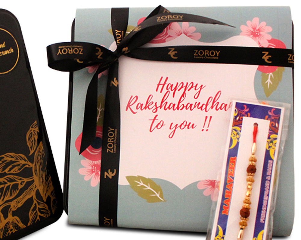ZOROY LUXURY CHOCOLATE Box of Chocolate toffee Buttercrunch | Happy Rakhi Chocolate | Butter toffee Almond thins | Rakshabandhan gift | Rakhi gift combo | Dark chocolate | Gift chocolate Box | 130 gms