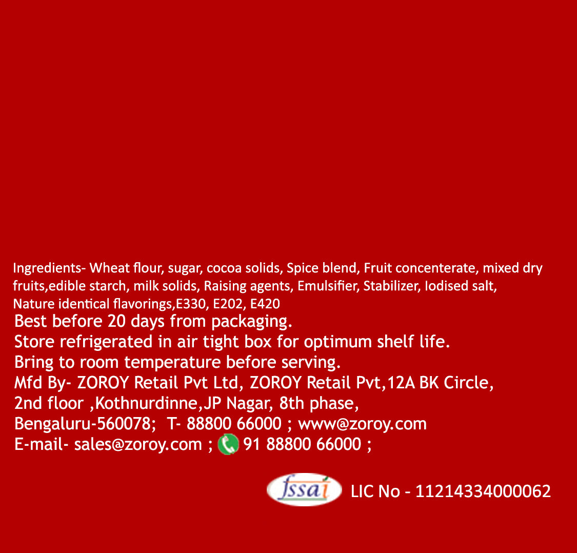 ZOROY LUXURY CHOCOLATE Sleigh Hamper | B100000839ox of 4 fruit bars | Pack of handcrafted cookies | 175G rich alcohol free dense plum cake | Studded candle | 100G Pure Belgian chocolate coated butterscotch nuts