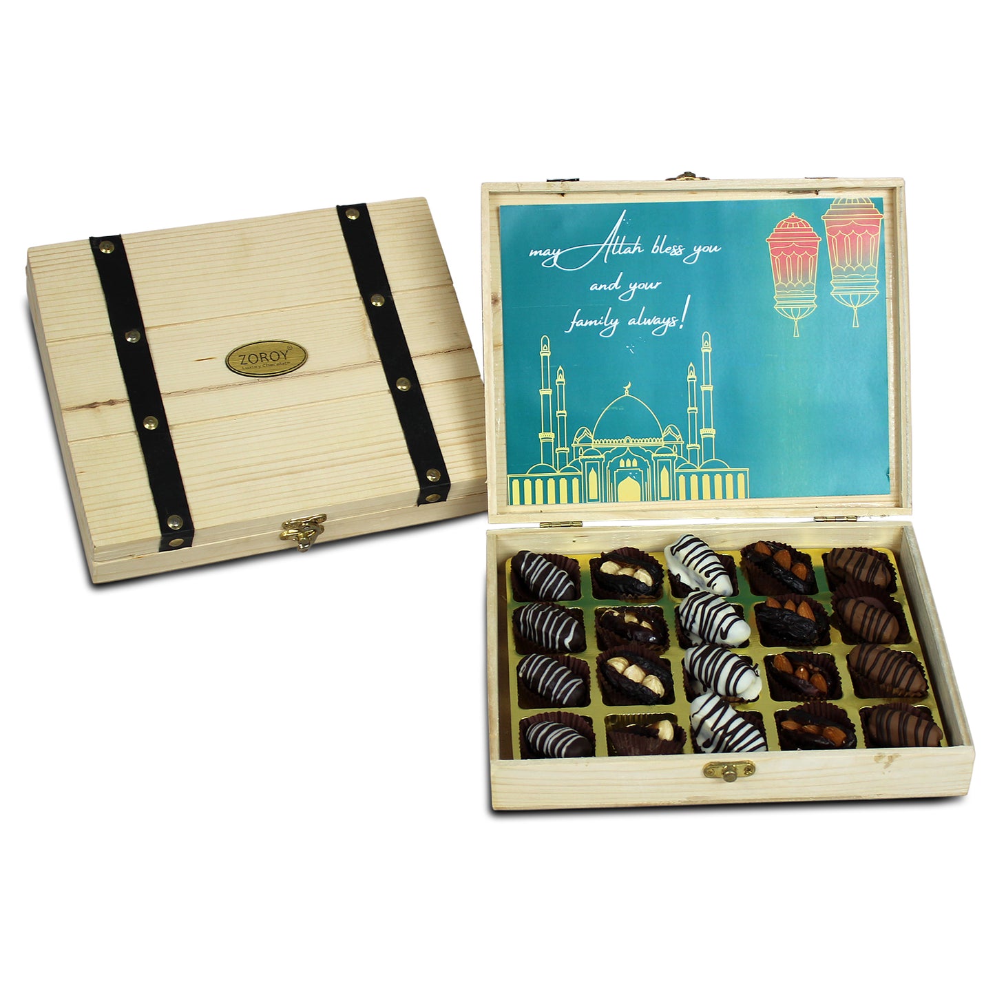 ZOROY Eid & Ramzan special Pine wood Message Box with 20 exotic dates - 300 GmsZOROY Eid & Ramzan special Pine wood Message BoxZOROY Eid & Ramzan special Pine wood Message Box with 20 exotic dates - 300 Gms with 20 exotic dates - 300 Gms