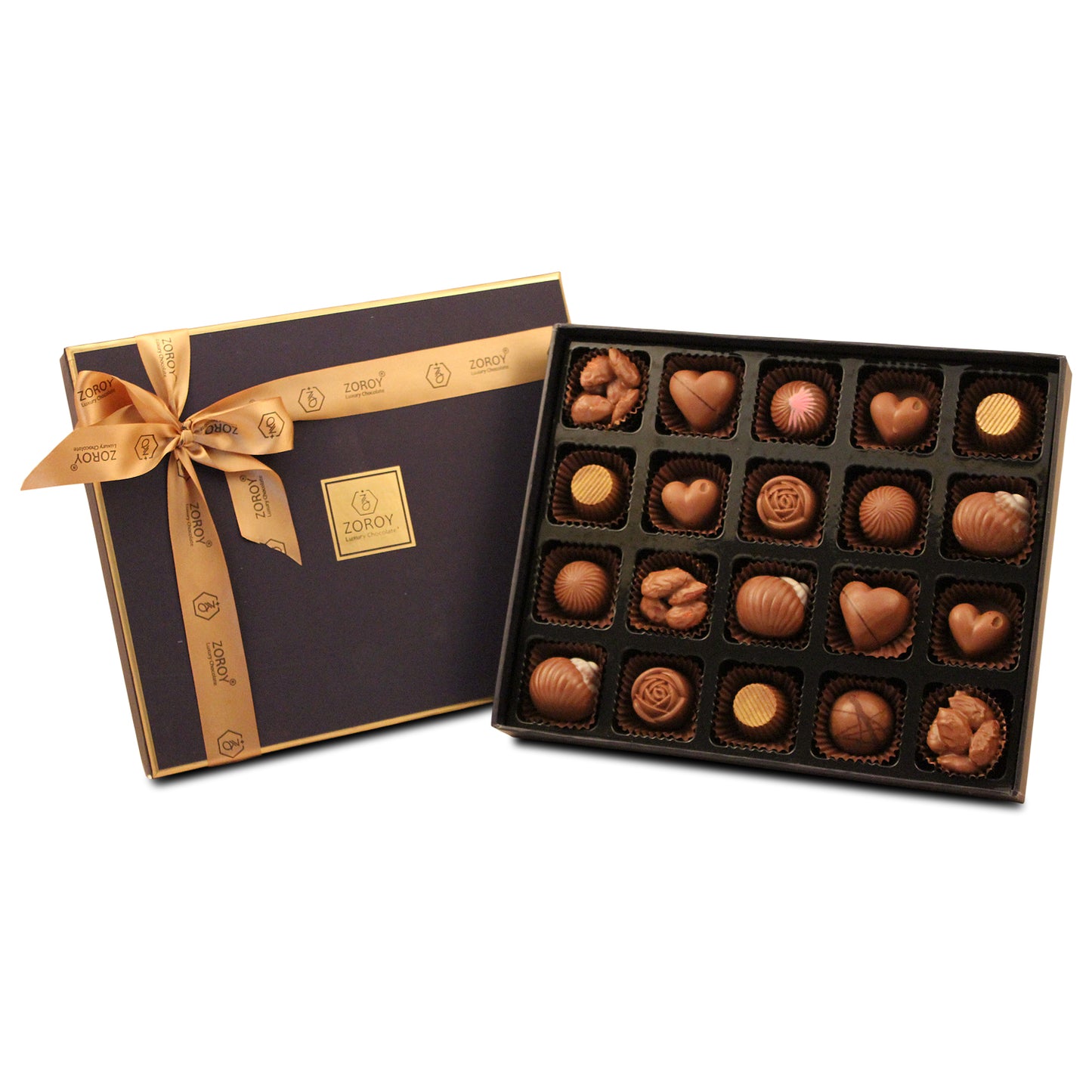 ZOROY LUXURY CHOCOLATE Box of 20 Pure Couverture Milk Chocolate