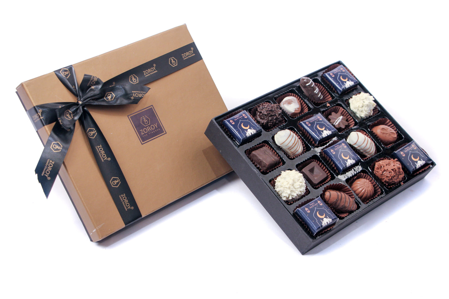 ZOROY EID & Ramadan Treat Box of 20 Assorted Belgian Dates and Chocolates - 300 Gms