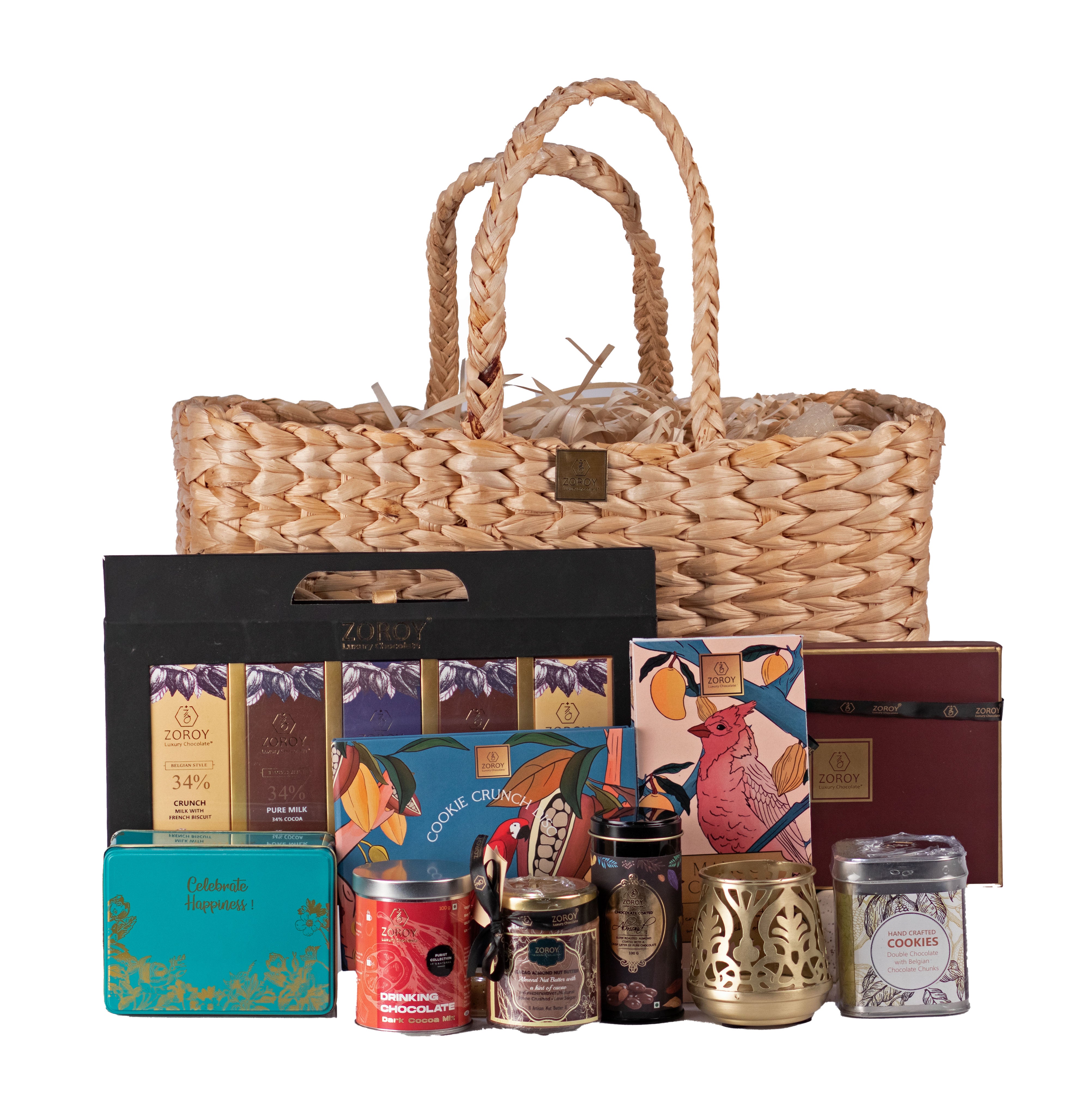 ZOROY Luxury Chocolate Weed Basketry Boat Hamperl| Belgian style chocolate | almond butter | handcrafted cookies | Drinking chocolate | 100% Veg