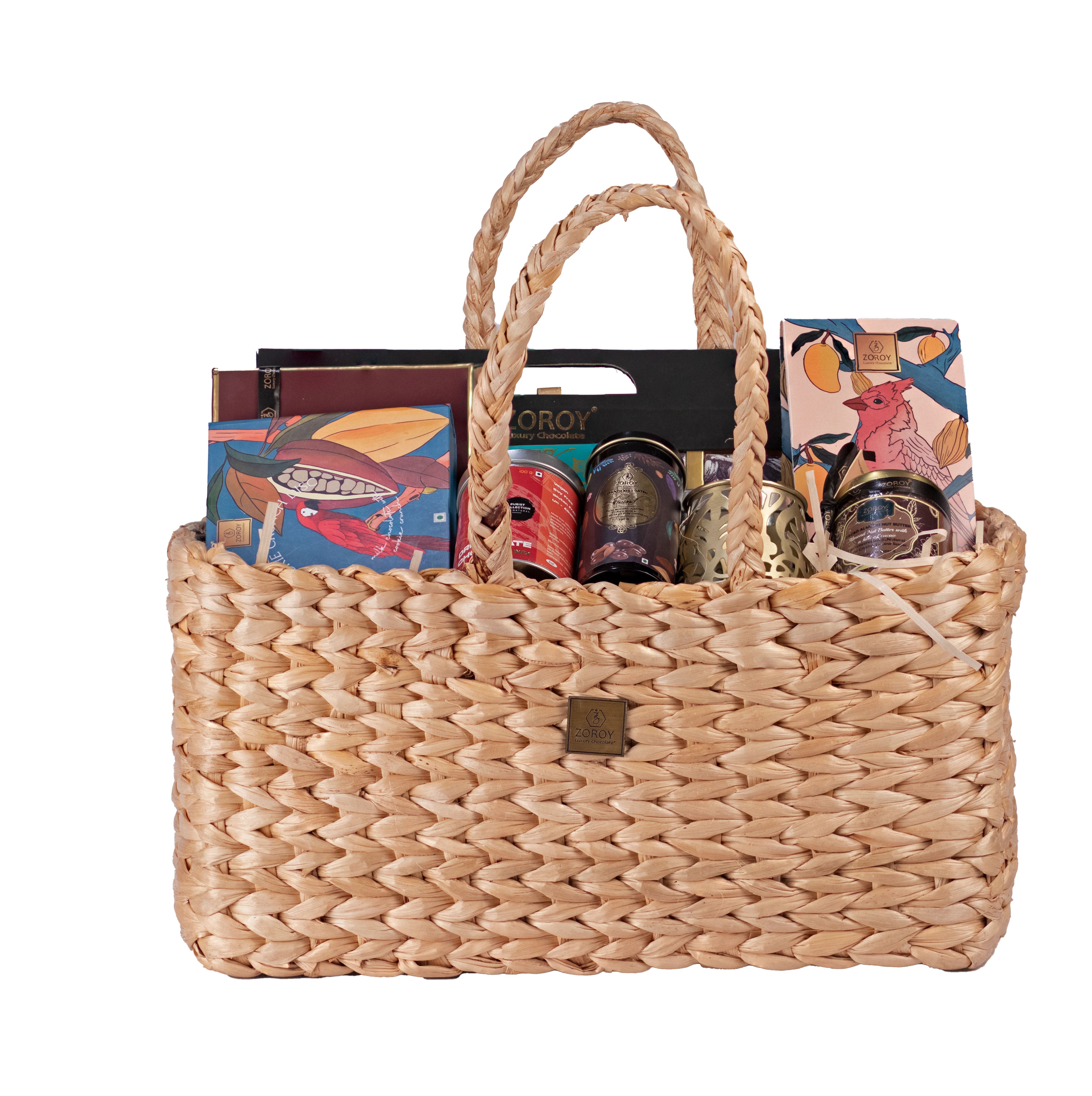 ZOROY Luxury Chocolate Weed Basketry Boat Hamperl| Belgian style chocolate | almond butter | handcrafted cookies | Drinking chocolate | 100% Veg