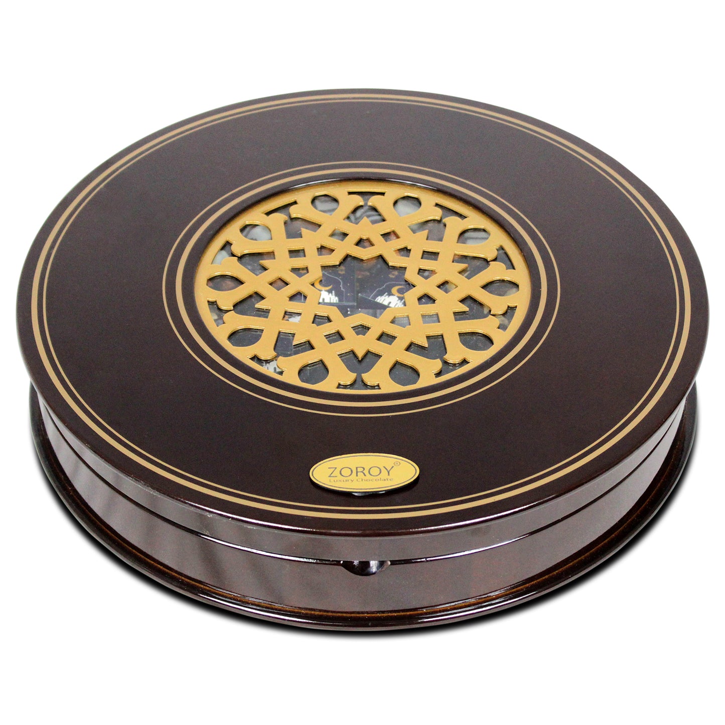 ZOROY Luxury Round Wooden Laser box of Dates